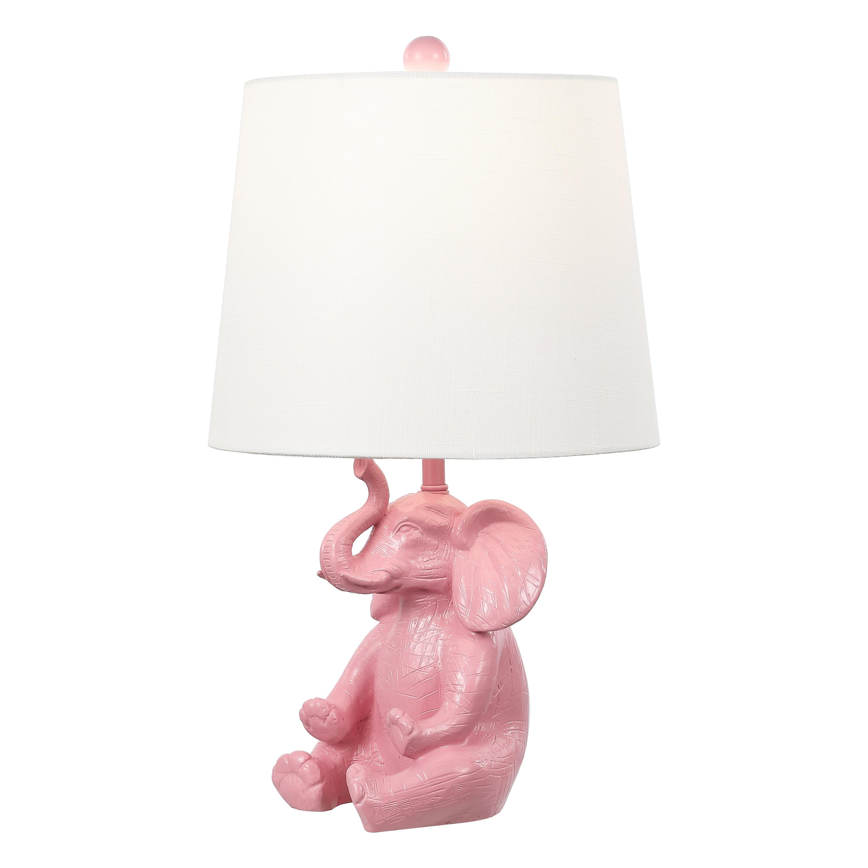 Kairi 21" Modern Shabby Chic Resin/Iron Happy Elephant LED Kids' Table Lamp with Phone Stand, Pink