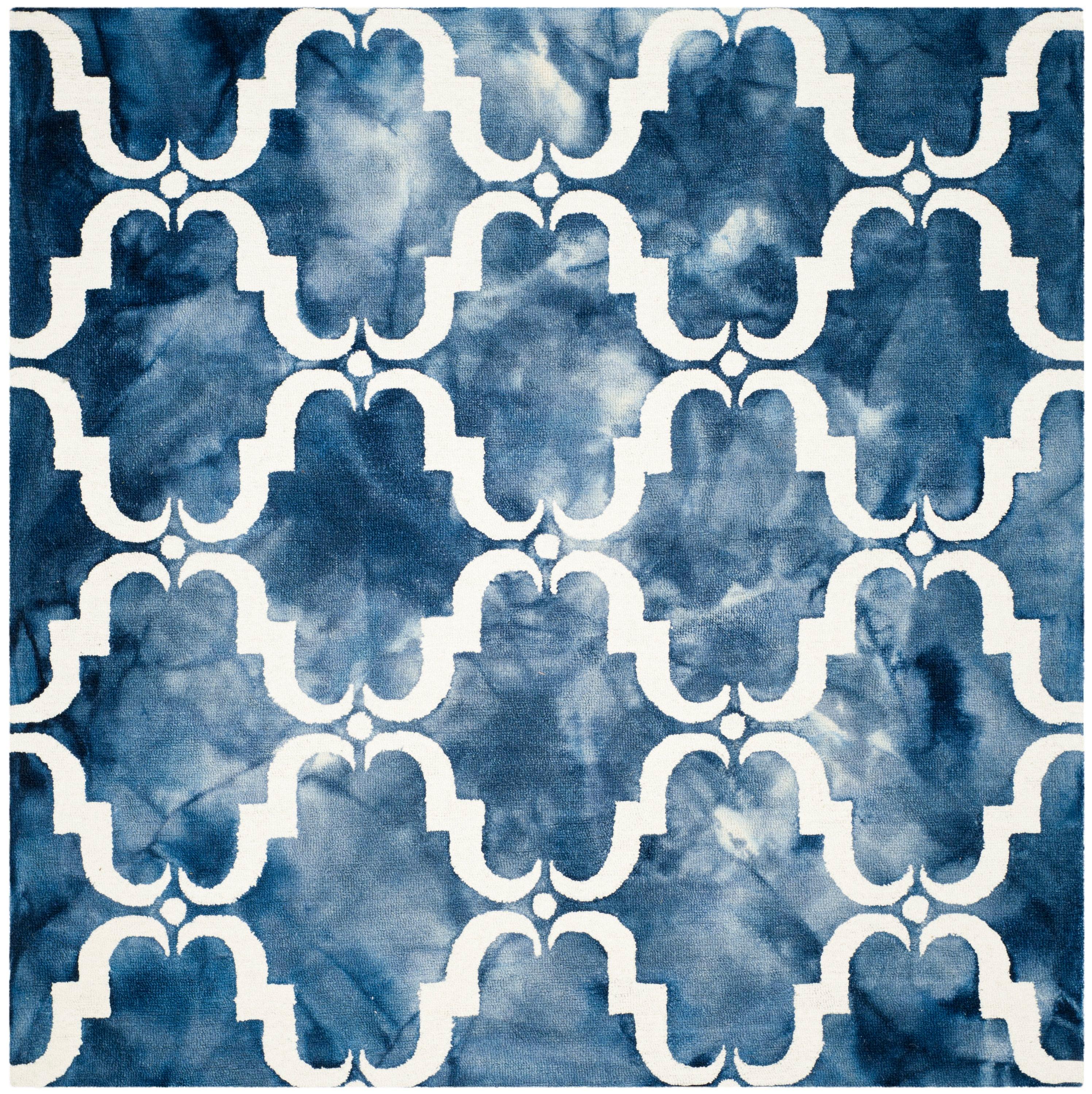 Dip Dye DDY536 Hand Tufted Area Rug - Navy/Ivory - 7'x7' - Safavieh.