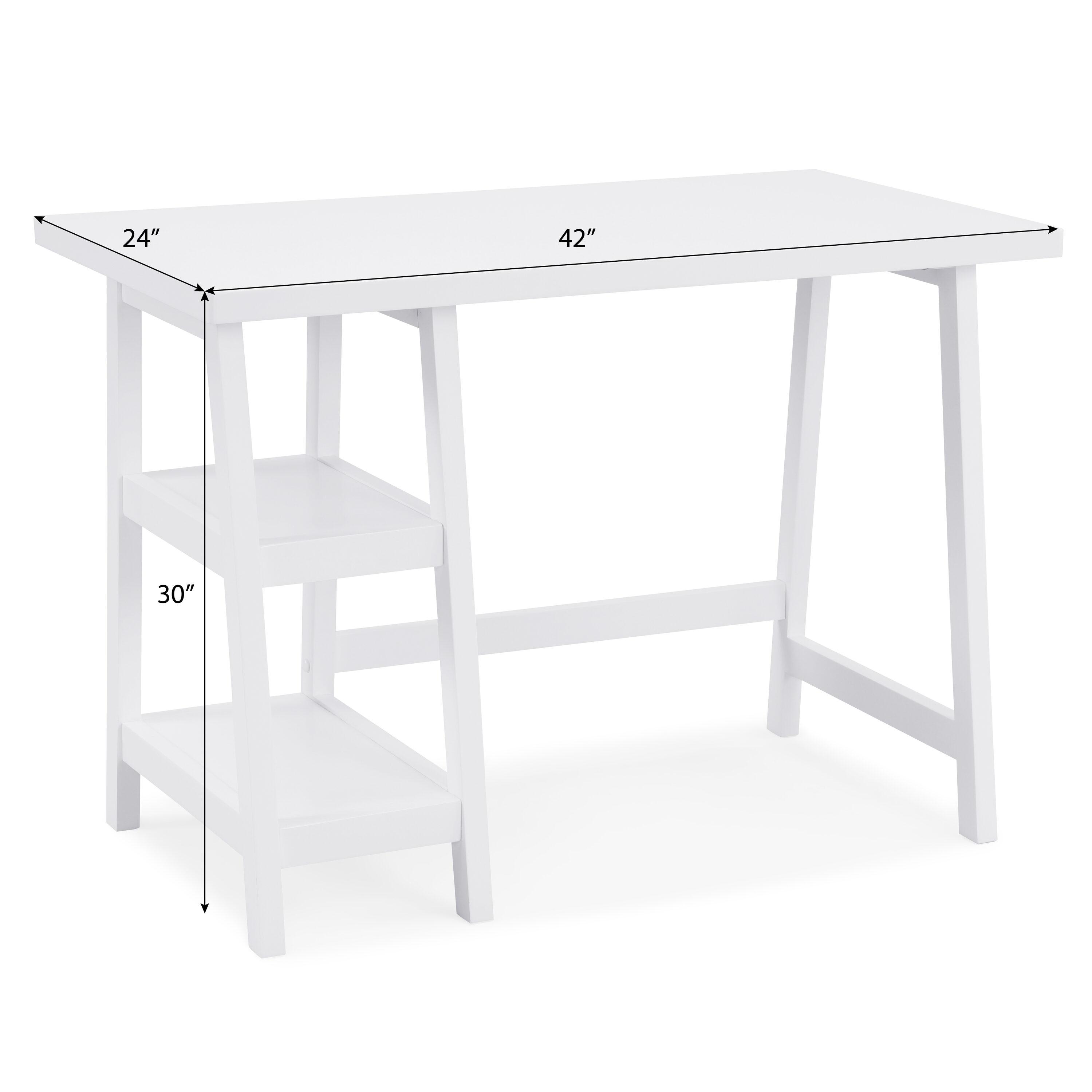 Roundhill Furniture Redina Contemporary Wood Writing Desk with Storage, White