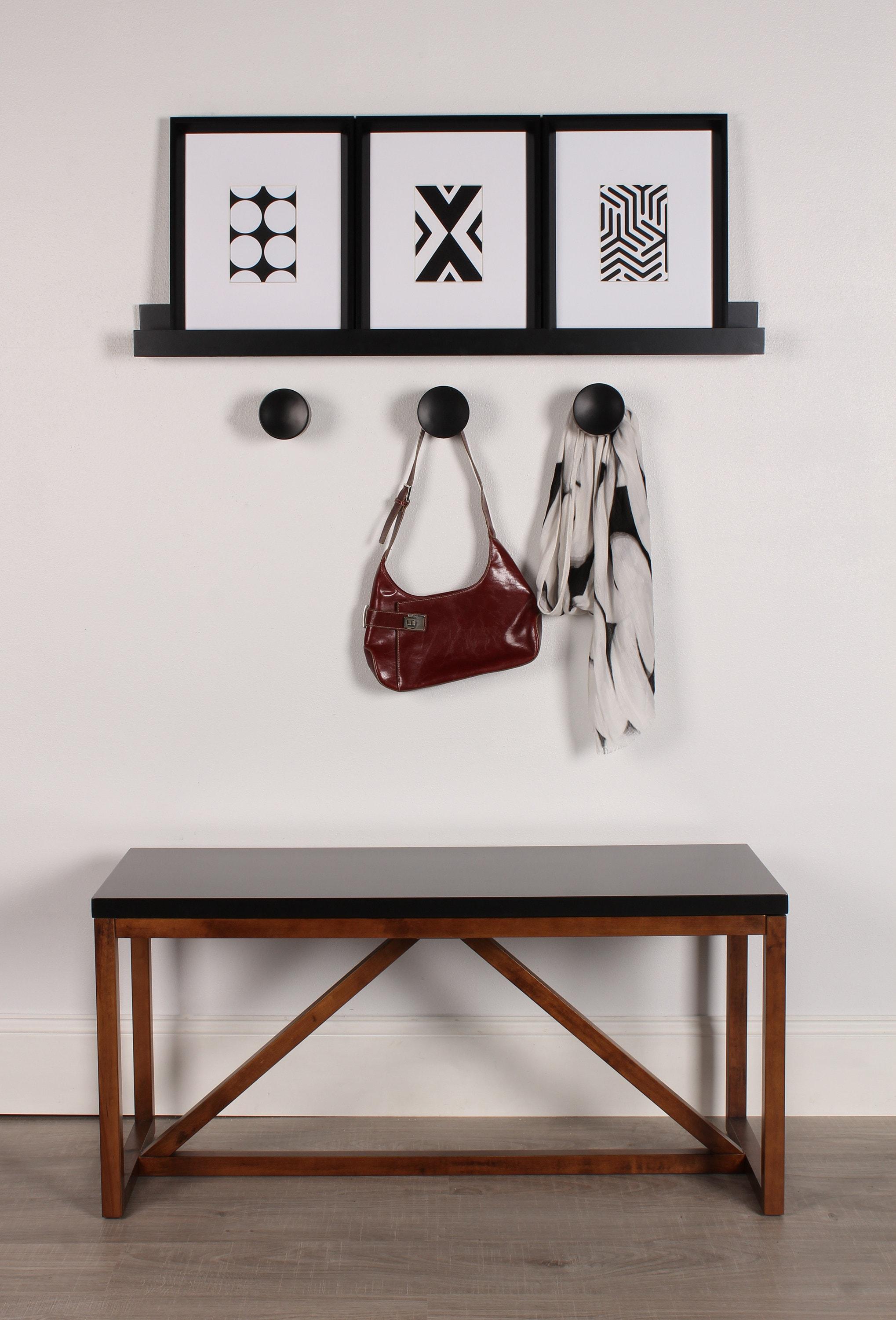 Wood Floating Wall Shelf Picture Frame Holder Ledge, Black
