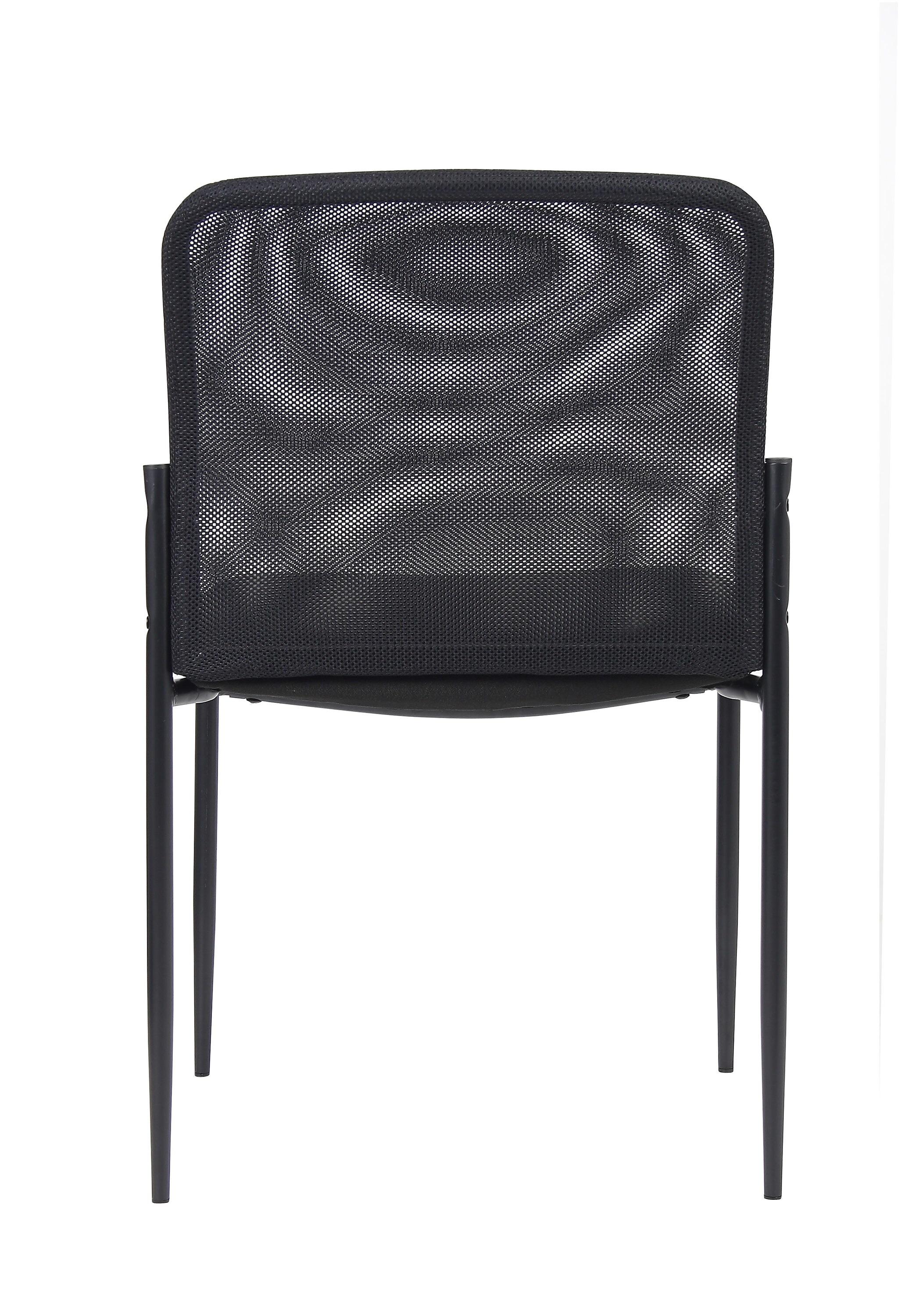 Mesh Guest Chair Black - Boss Office Products: Armless, Stackable, Metal Frame