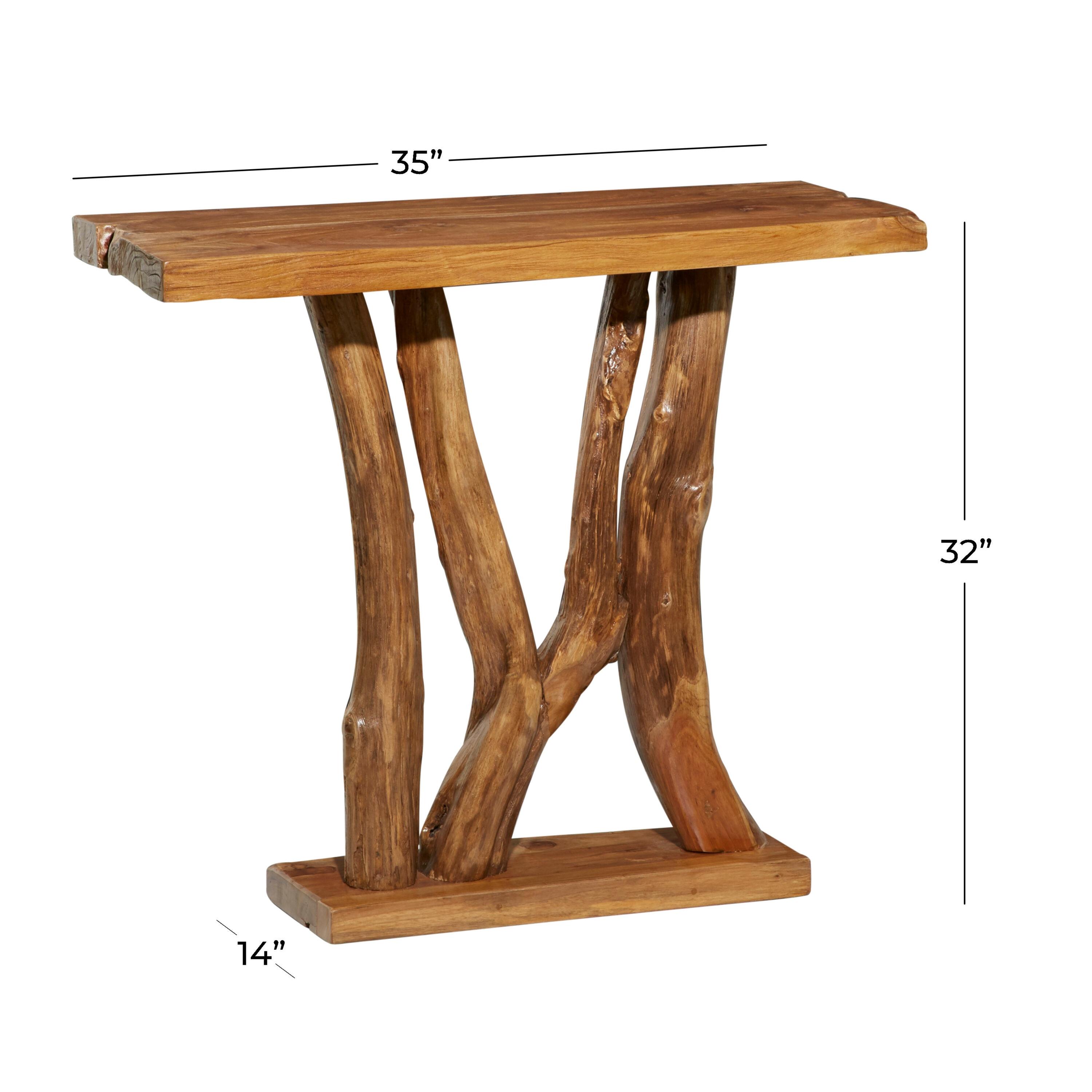 Contemporary Teak Wood Console Table Brown - Olivia & May: Sleek Entryway Furniture, Narrow Design, No Assembly Required