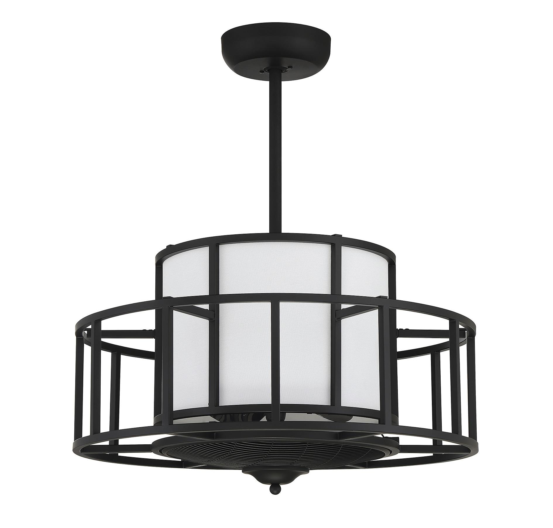 Matte Black Four Light Fan D'Lier from the Oslo Collection
