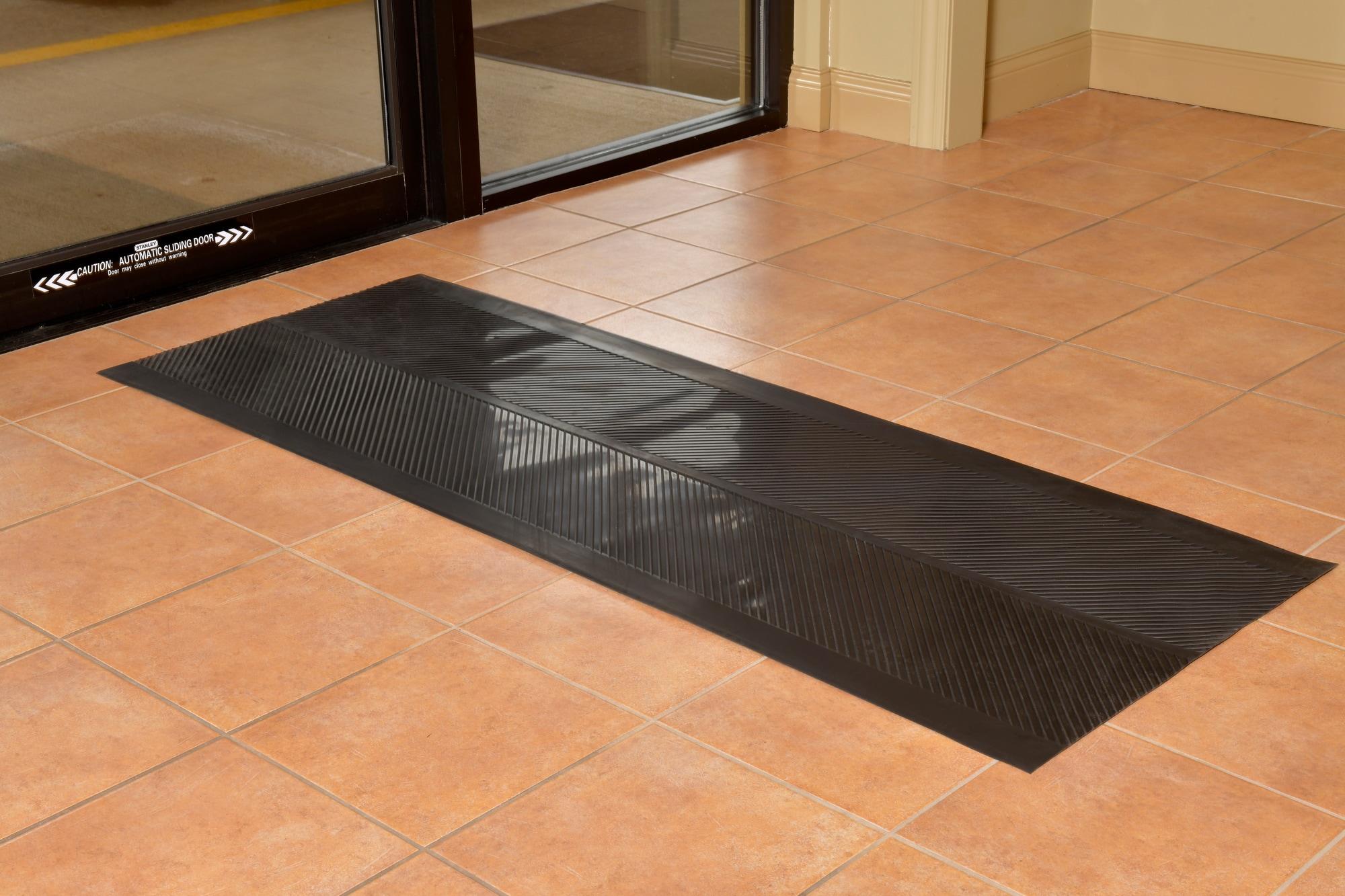 Black Rubber Outdoor Utility Runner Mat, 27.5" x 7.5"