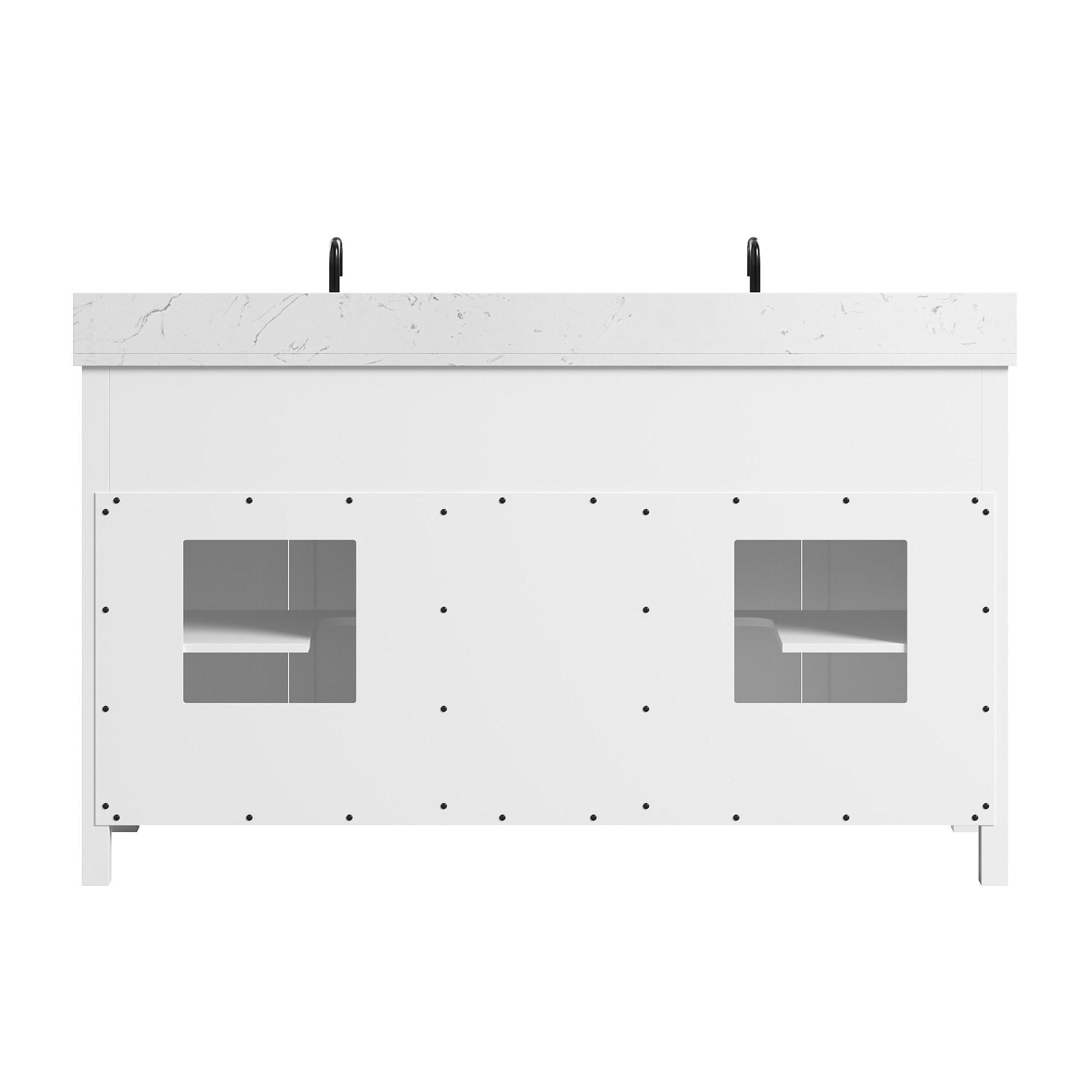 Richfield 60-inch White Painted Freestanding Double Sink Bathroom Vanity