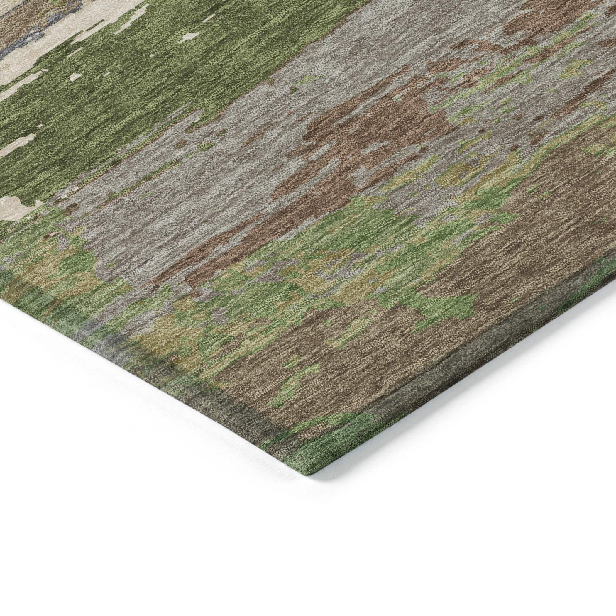 Machine Washable Indoor/Outdoor Chantille ACN1284 Olive Rug