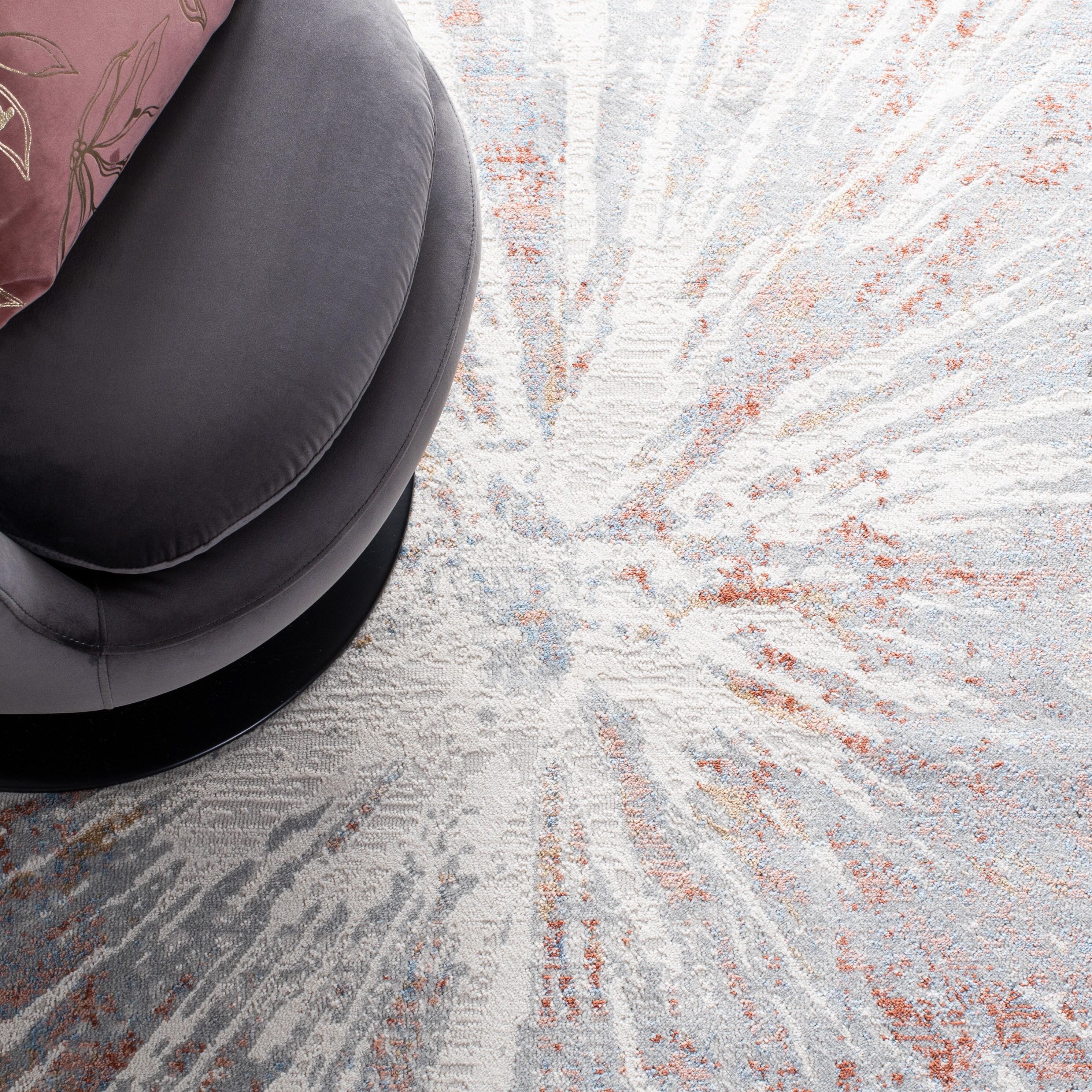 SAFAVIEH Amelia Caelie Abstract Area Rug, Grey/Rust, 9' x 12'