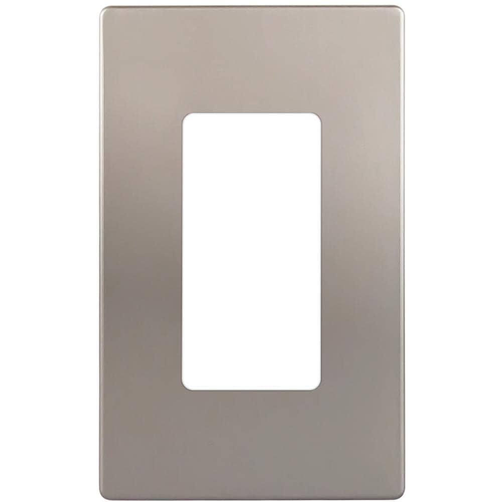 ENERLITES Elite Series Screwless Decorator Wall Plate Child Safe Outlet Cover, Size 1-Gang, Unbreakable Polycarbonate Thermoplastic, SI8831-NK, Nickel