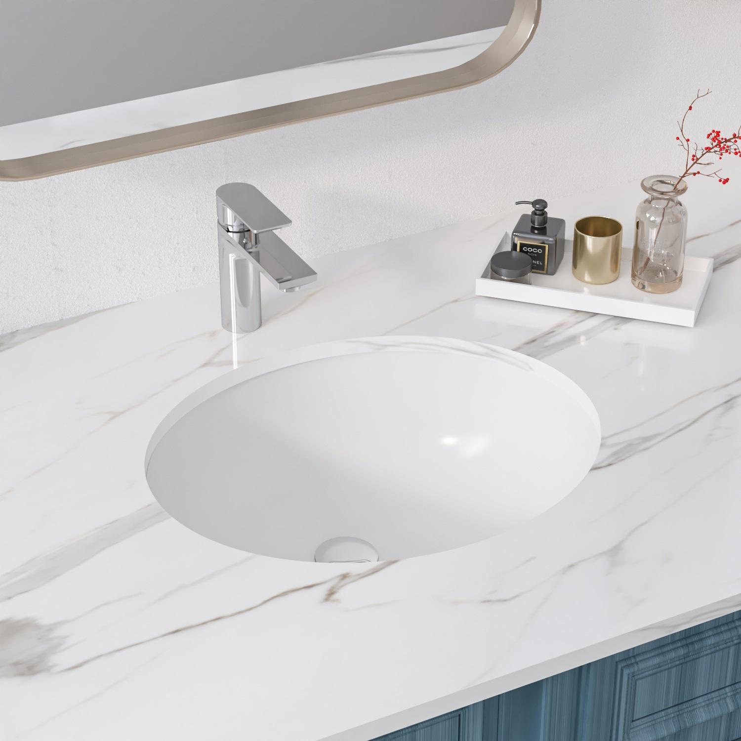 DeerValley Liberty 16.54" L x 13.39" W x 7.48" H Oval Vitreous China Undermount Bathroom Sink with Overflow