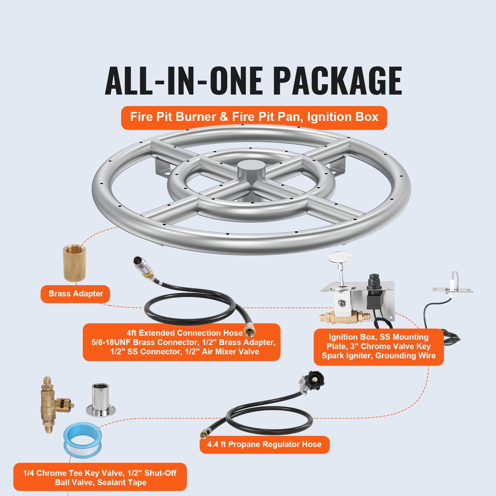VEVOR 12'' Round Stainless Steel Fire Pit Accessory