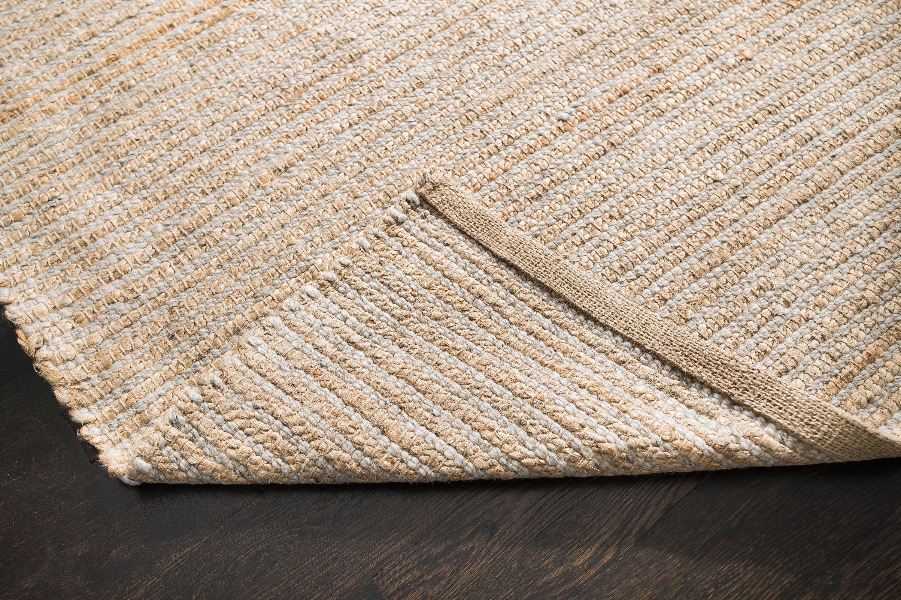 Jani  Madi Natural/Grey Jute and Wool Rug Brown 4' x 6' Stripe 4' x 6' Entryway, Living Room, Dining Room