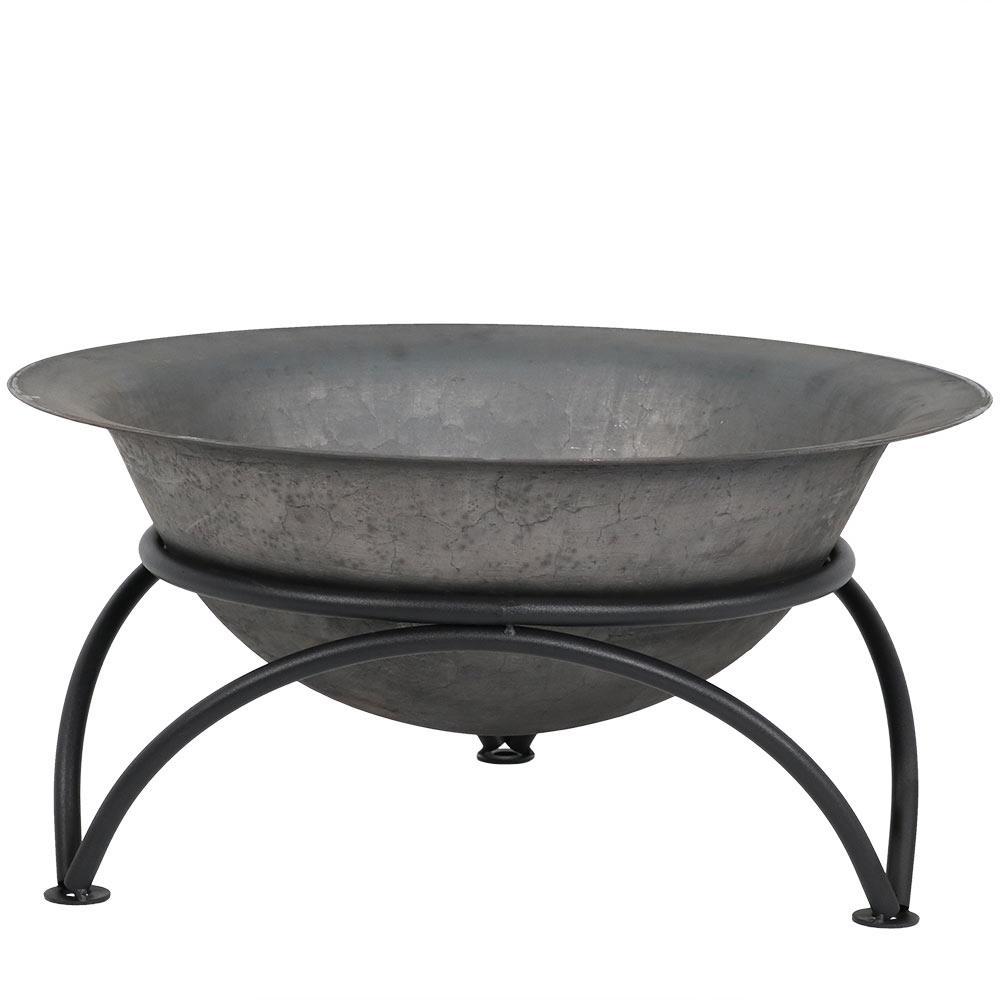 SunnyDaze Decor 23.5" Round Wood-Burning Dark Gray Finish Cast Iron Fire Pit Bowl and Stand