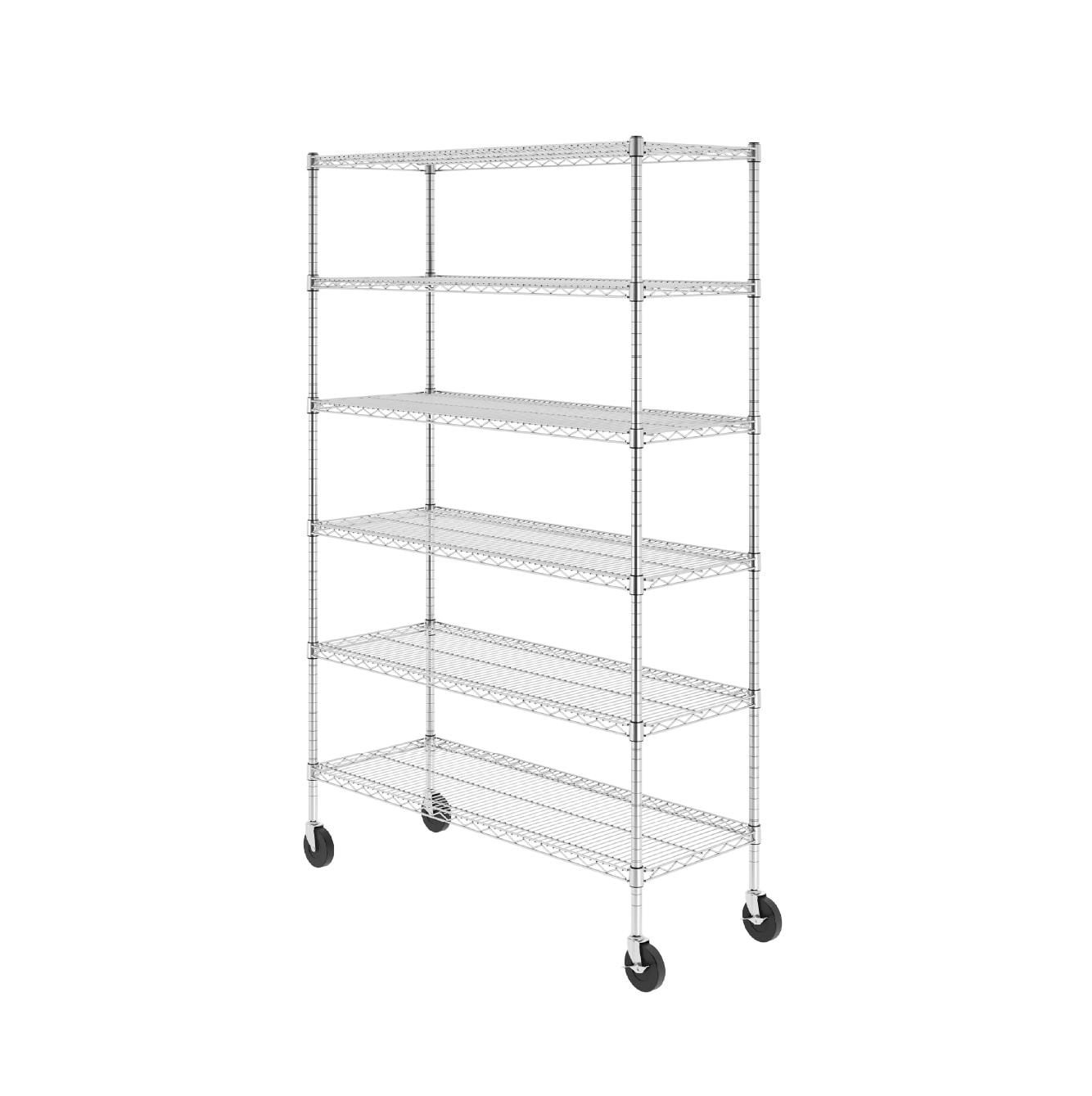 WFX Utility™ SafeRacks 6 Tiered Storage Shelves w/Heavy Duty Steel Wire Shelving Unit, Silver