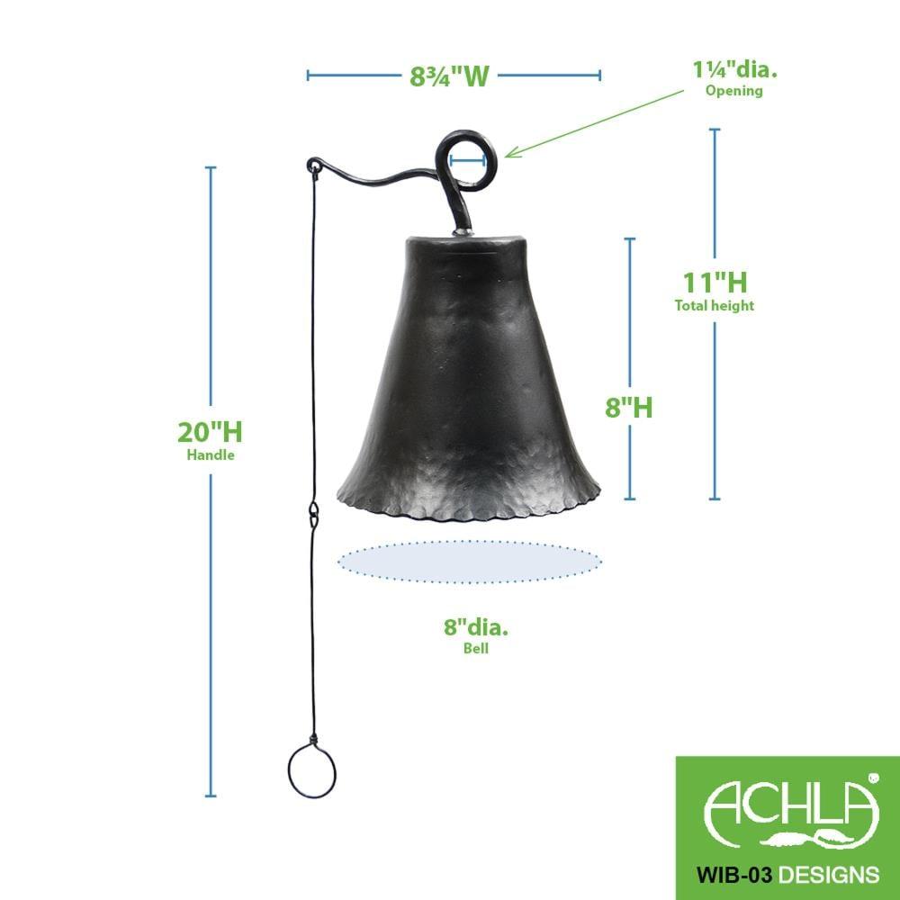 Large Wrought Iron Old Time Farmhouse Style Bell Black - ACHLA Designs: Weather-Resistant, No Assembly Required