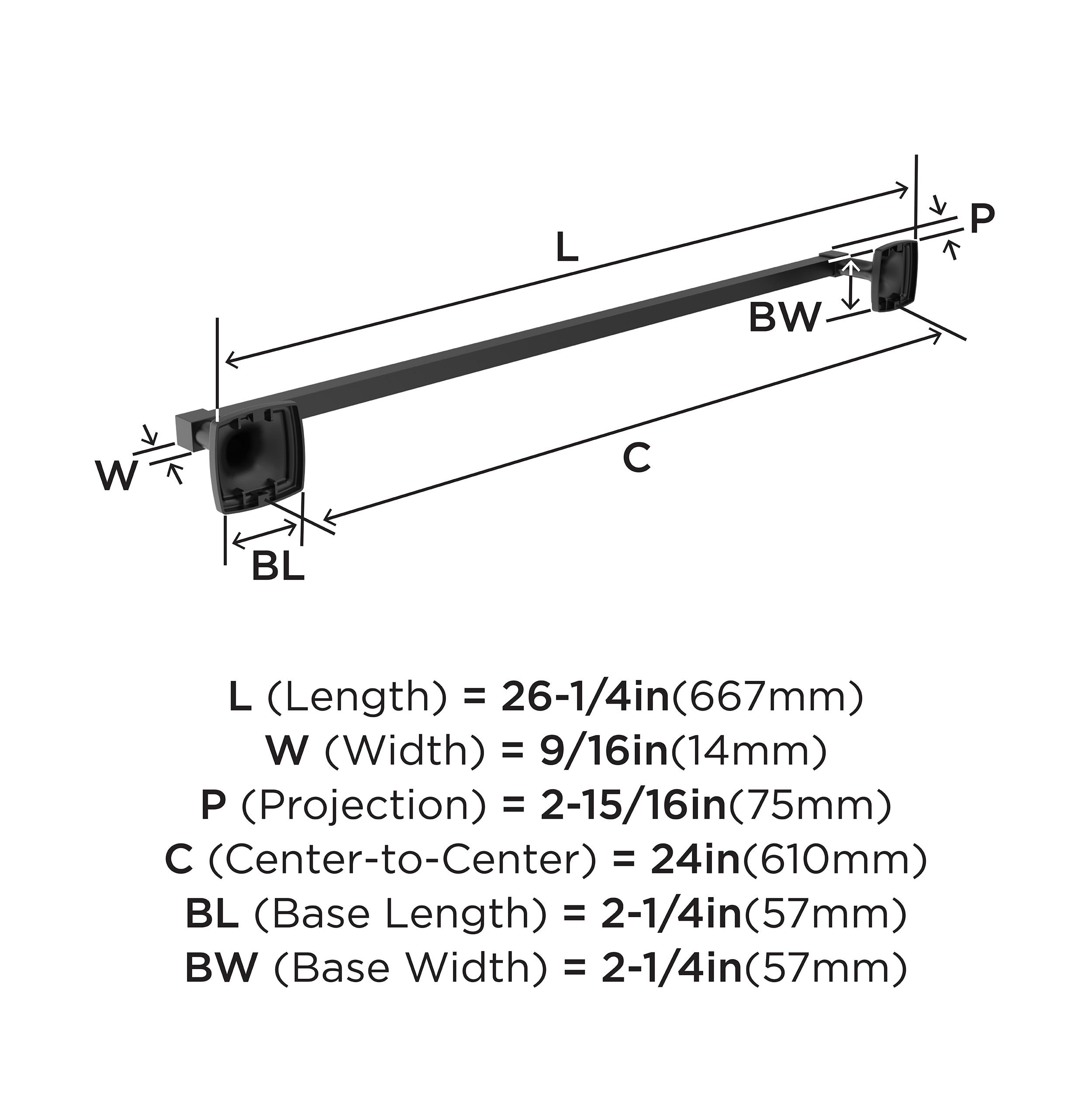 Amerock Stature Matte Black 24 inch (610mm) Towel Bar