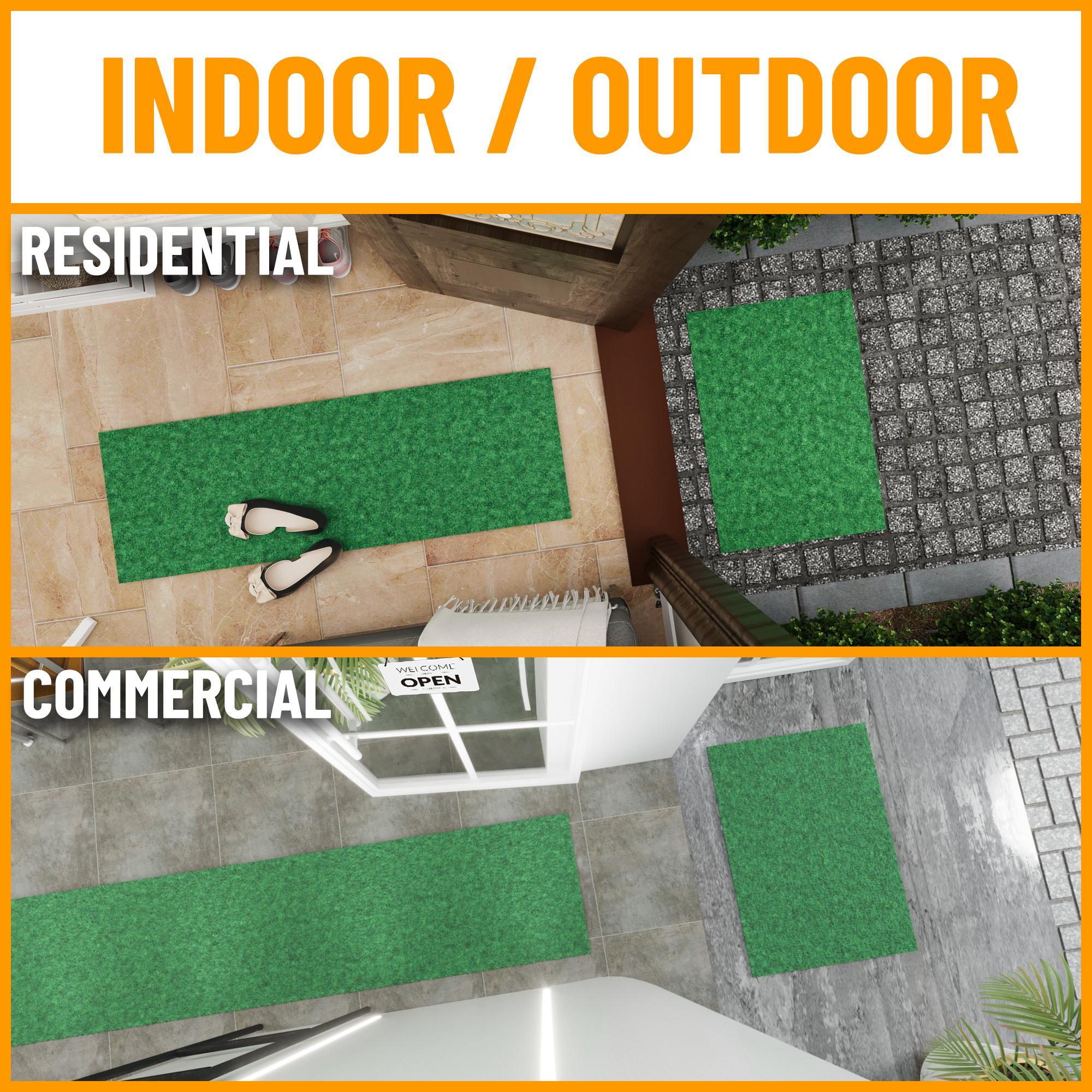 Green Polyester Non-Slip Indoor/Outdoor Runner Rug 3x6