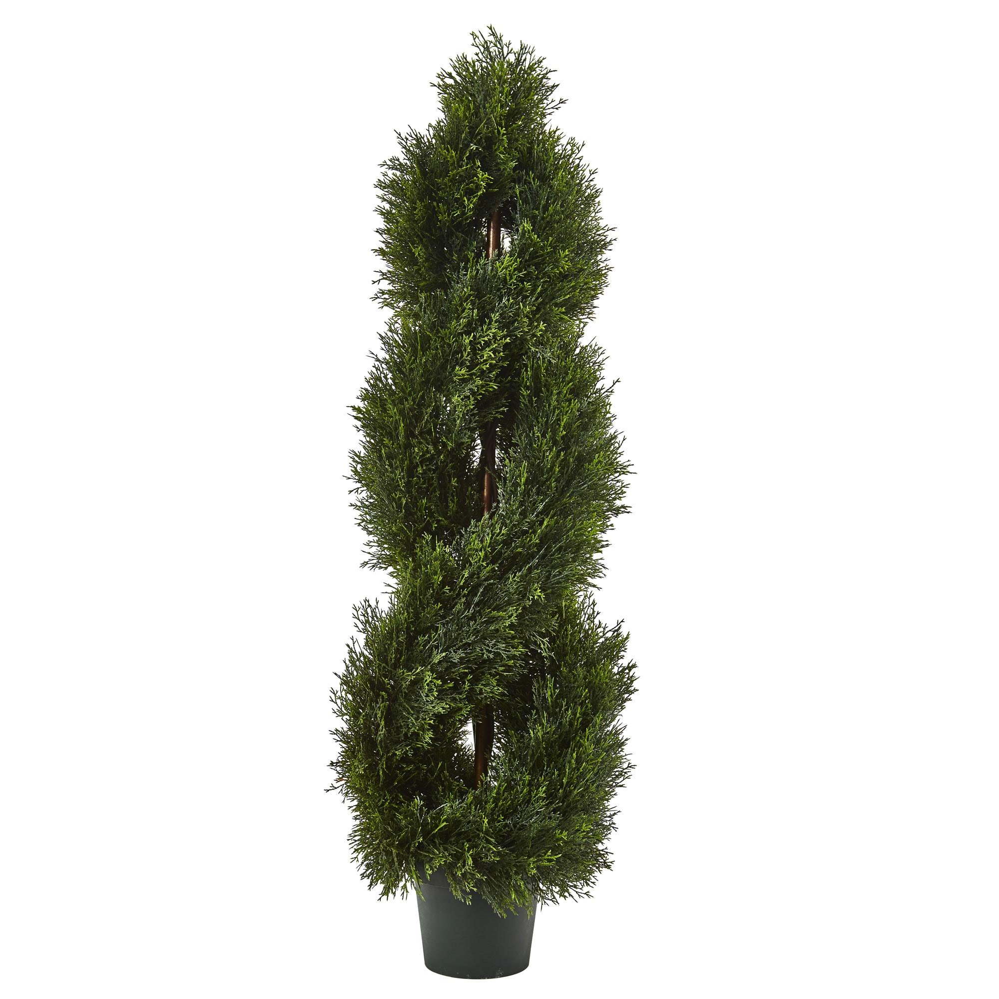 Nearly Natural Double Pond Cypress Spiral Topiary UV Resistant With 1036 Leaves