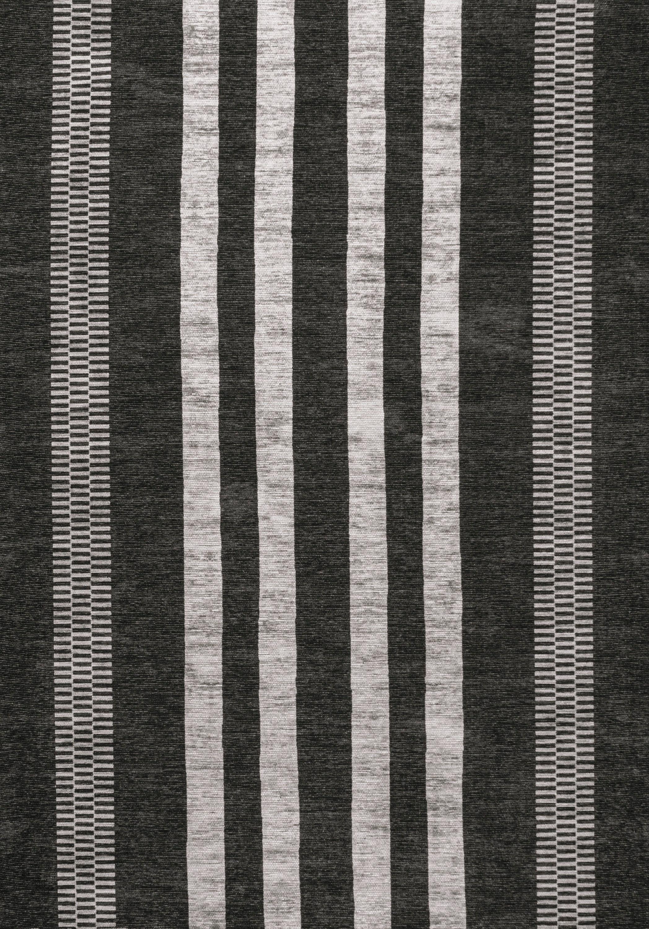 5' x 8' Vichy Geometric Striped Machine-Washable Area Rug, Black/Ivory - JONATHAN Y