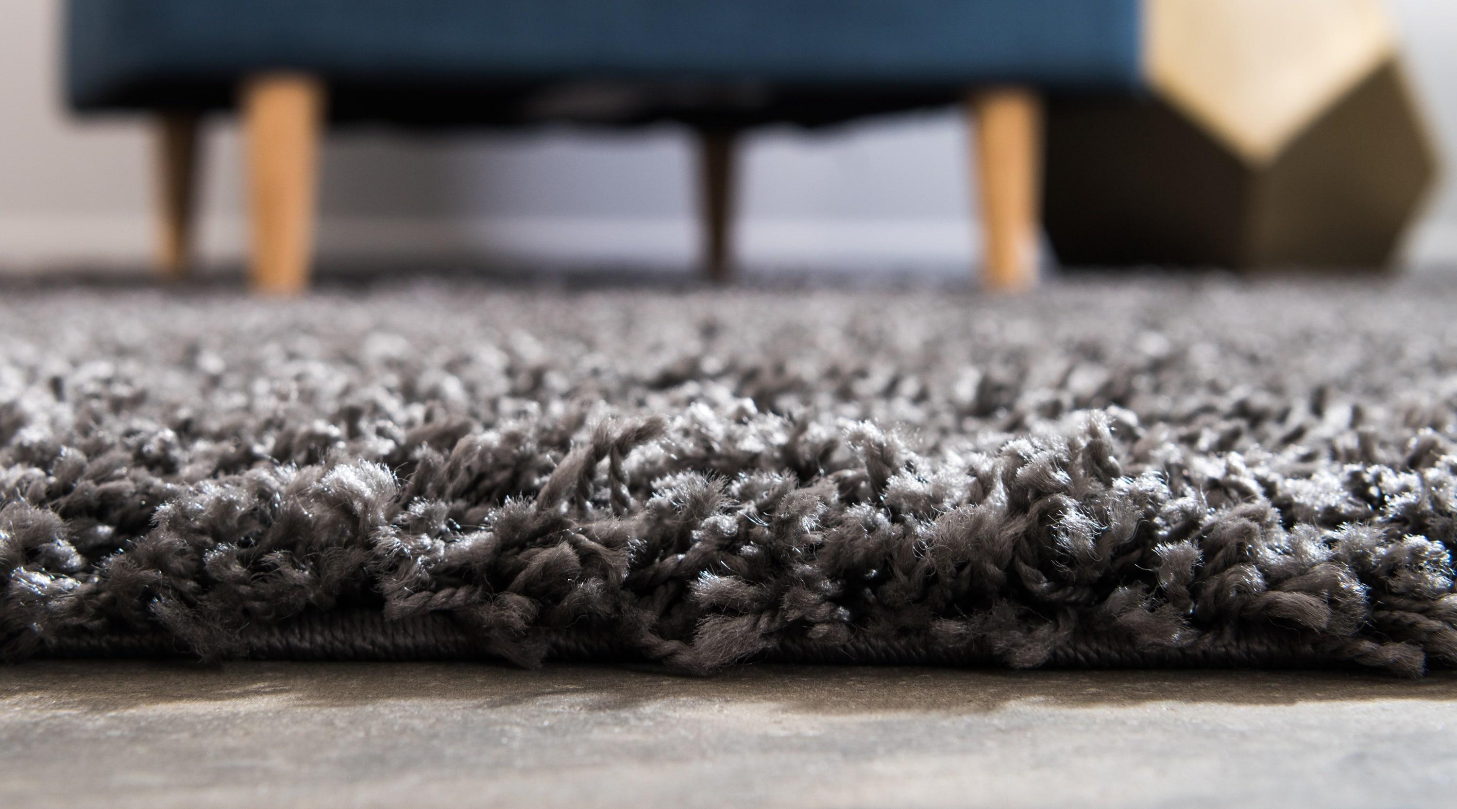 Unique Loom 4' 1 x 6' 1 Solid Shag Graphite Gray Area Rug