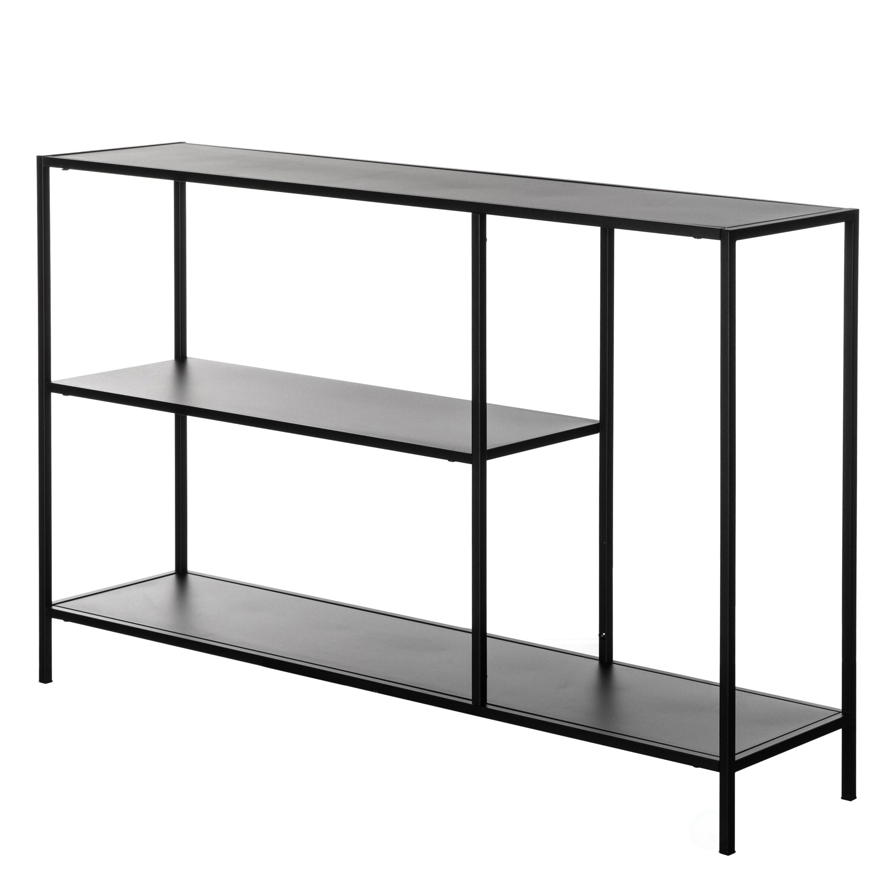 Fabulaxe Modern Display Metal Console Table with Open Shelfs, for Dining, Entryway and Hallway, Black