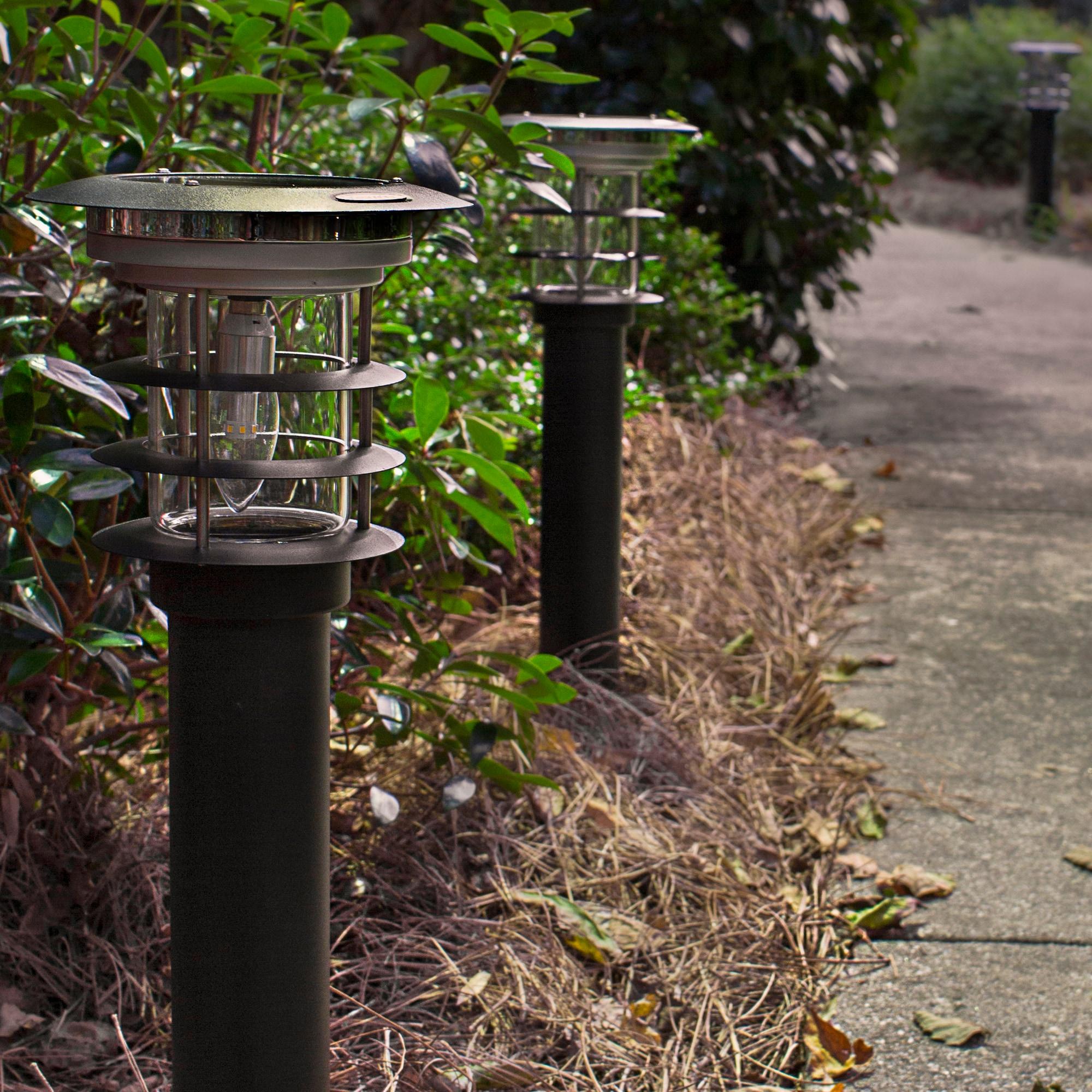 Stainless Steel Black Solar LED Pathway Bollard Light