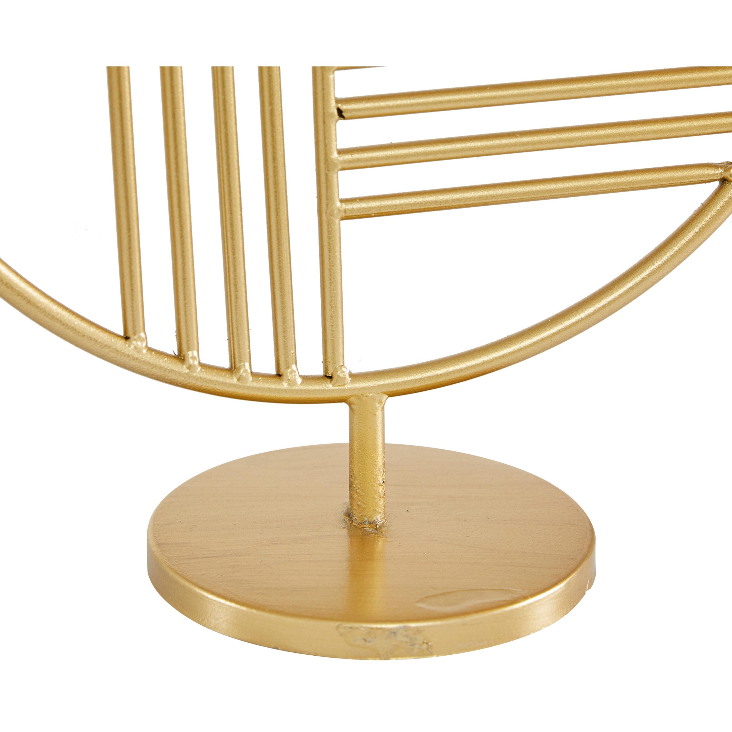 5" x 14" Gold Metal Geometric Sculpture, by DecMode
