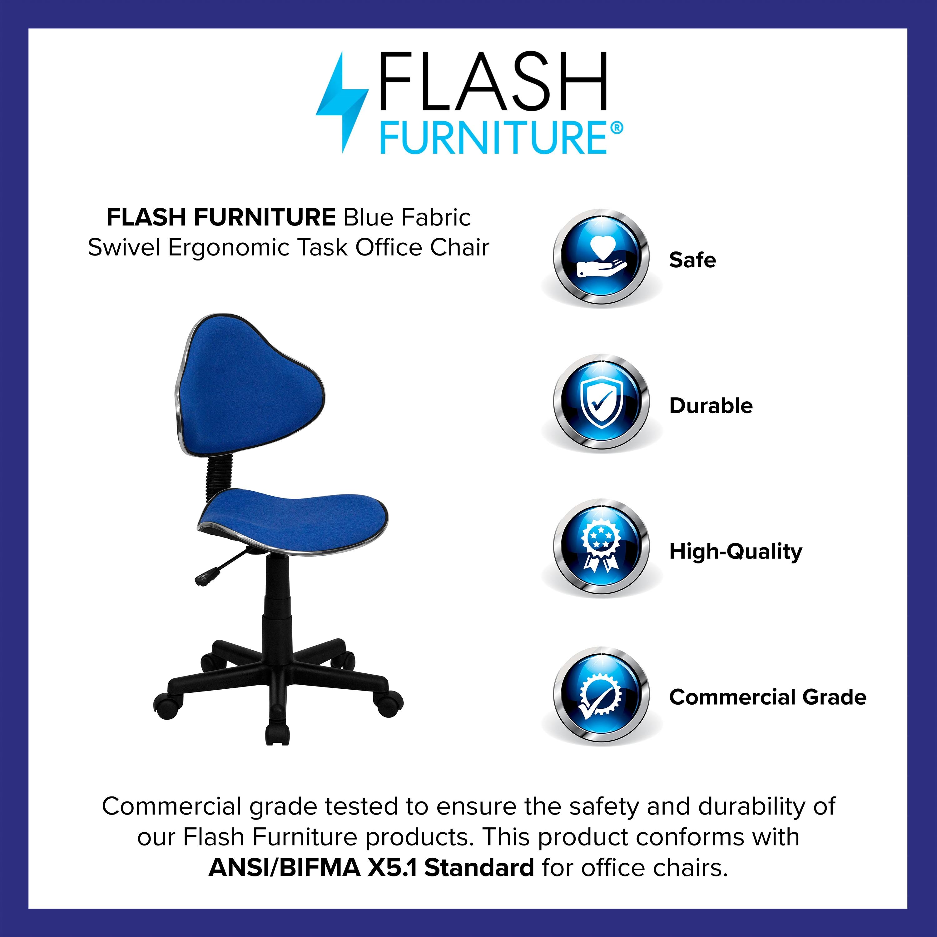 Flash Furniture Whitney Blue Fabric Swivel Ergonomic Task Office Chair