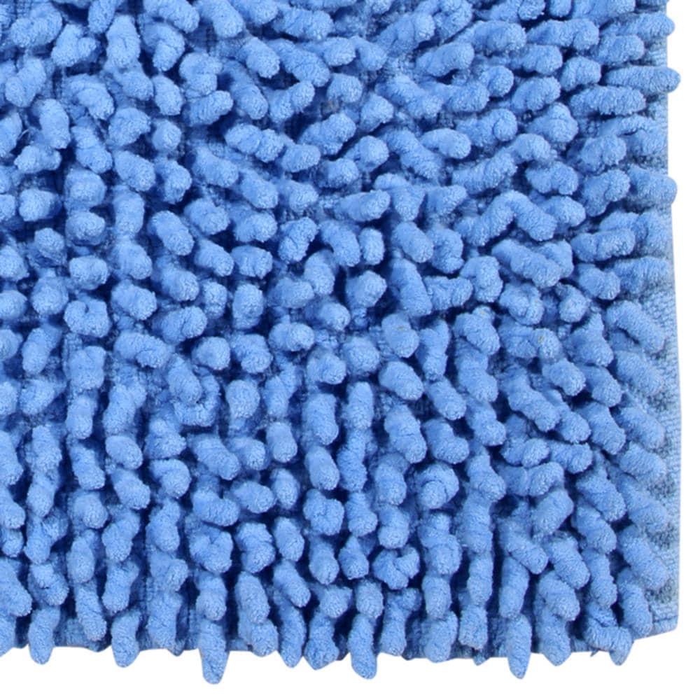 Better Trends Loopy Chenille Bath Rug Playful Blue Cotton Bath Rug, 24” Square, Handwoven
