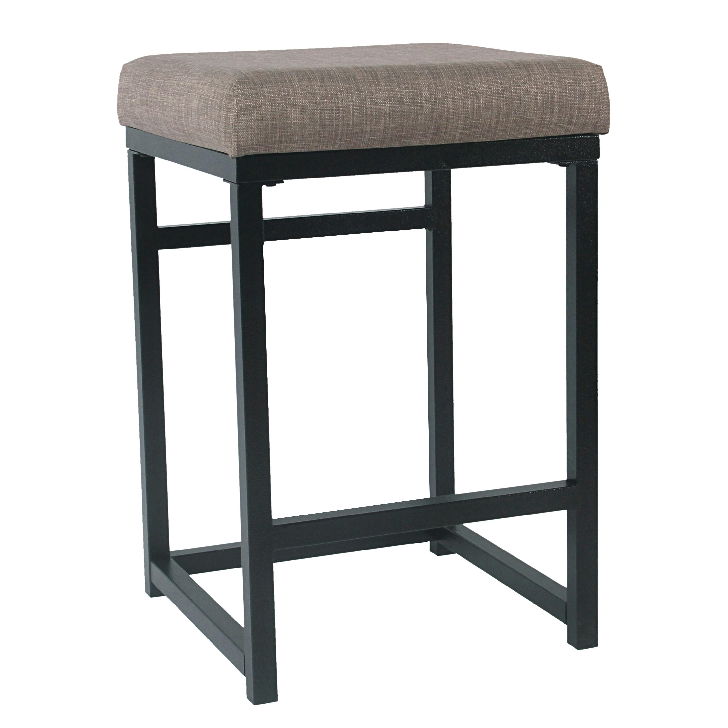 24" Open Back Metal Counter Height Barstool Dark Gray - HomePop: Kitchen Island Seating