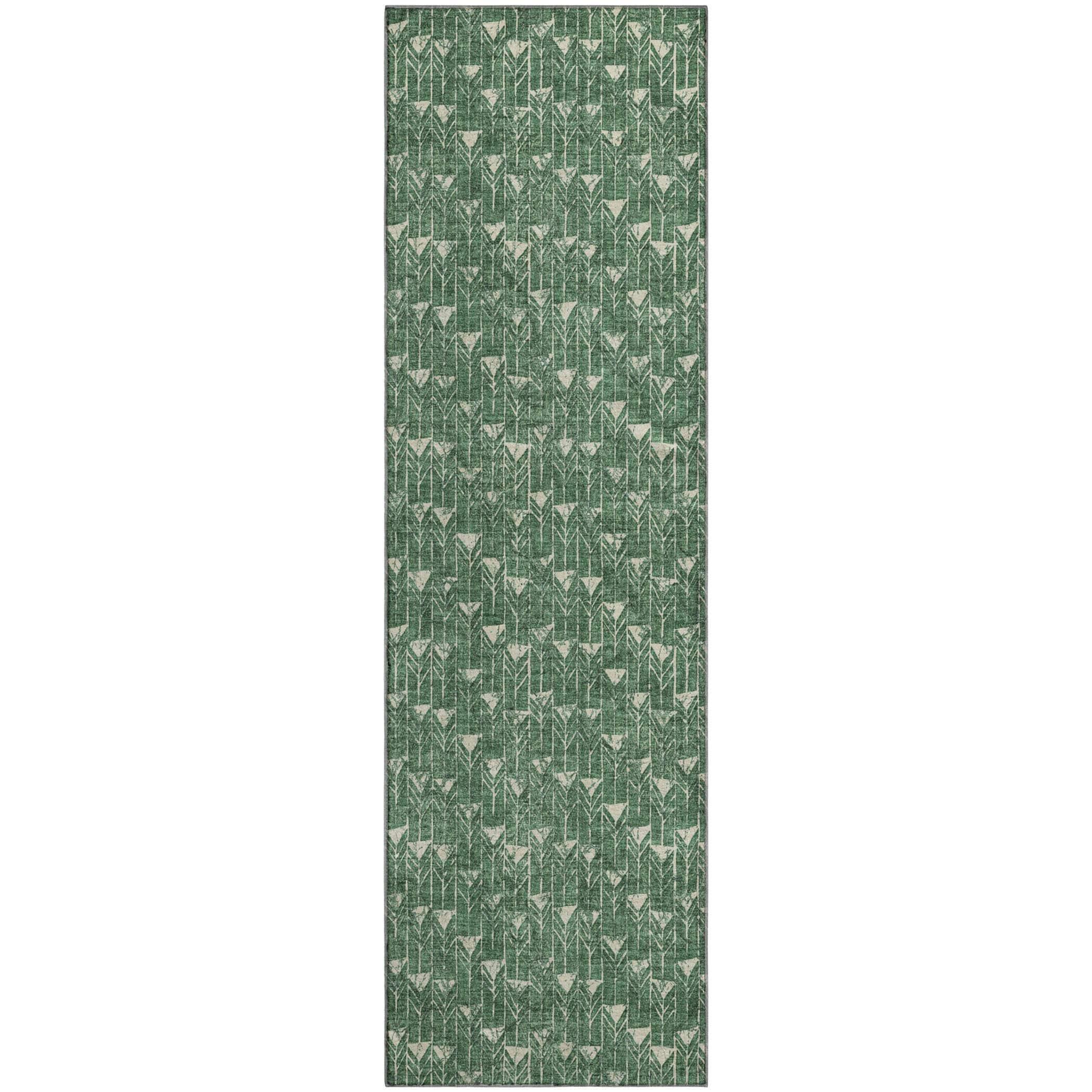 Addison Rugs Mayfield Washable Transitional Arrows Green Runner Rug, 2'3" x 7'6"