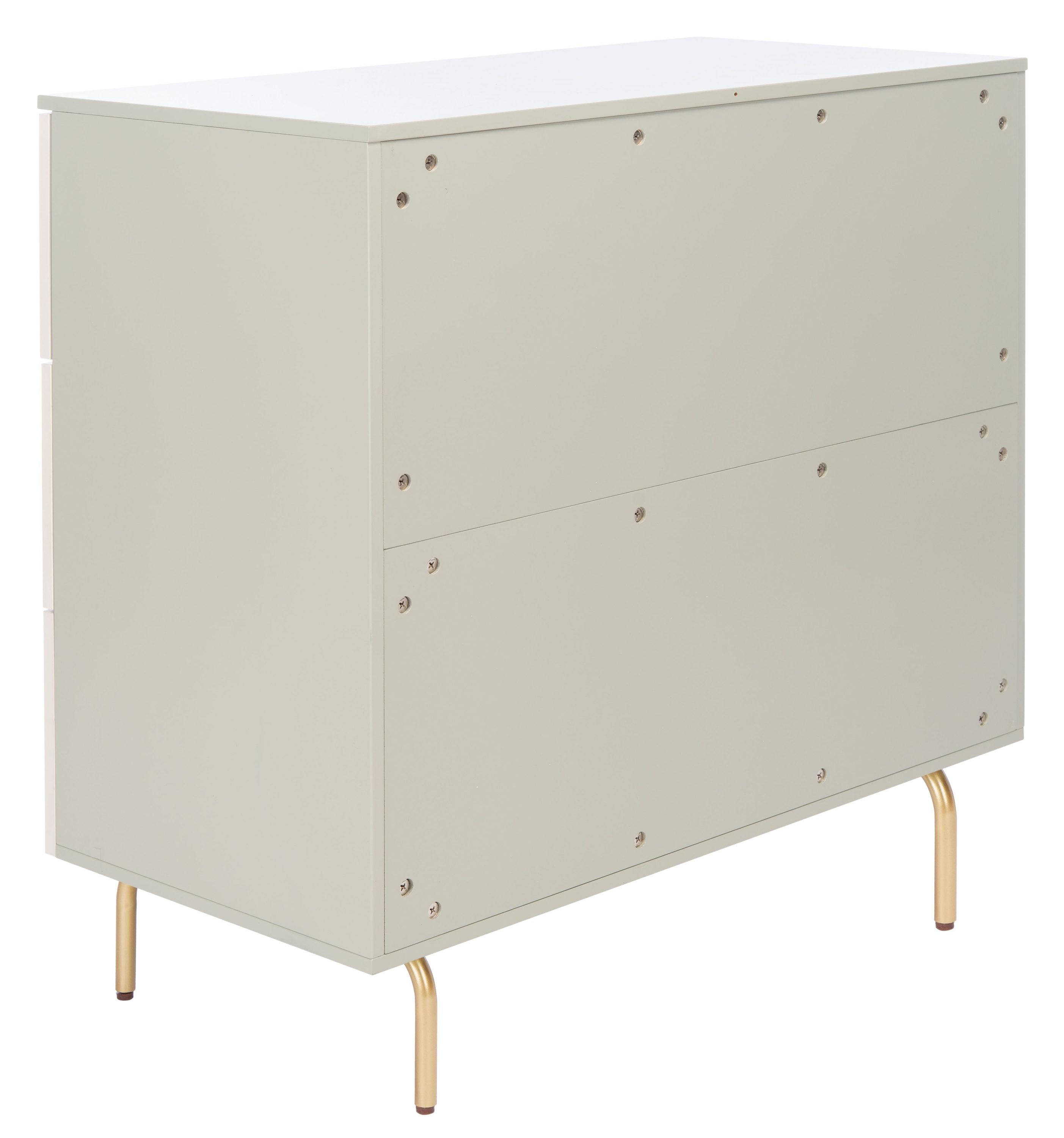 SAFAVIEH Genevieve Mid-Century Retro 3 Drawer Dresser, Grey/White Washed (36 in. W x 18 in. D x 36 in. H)