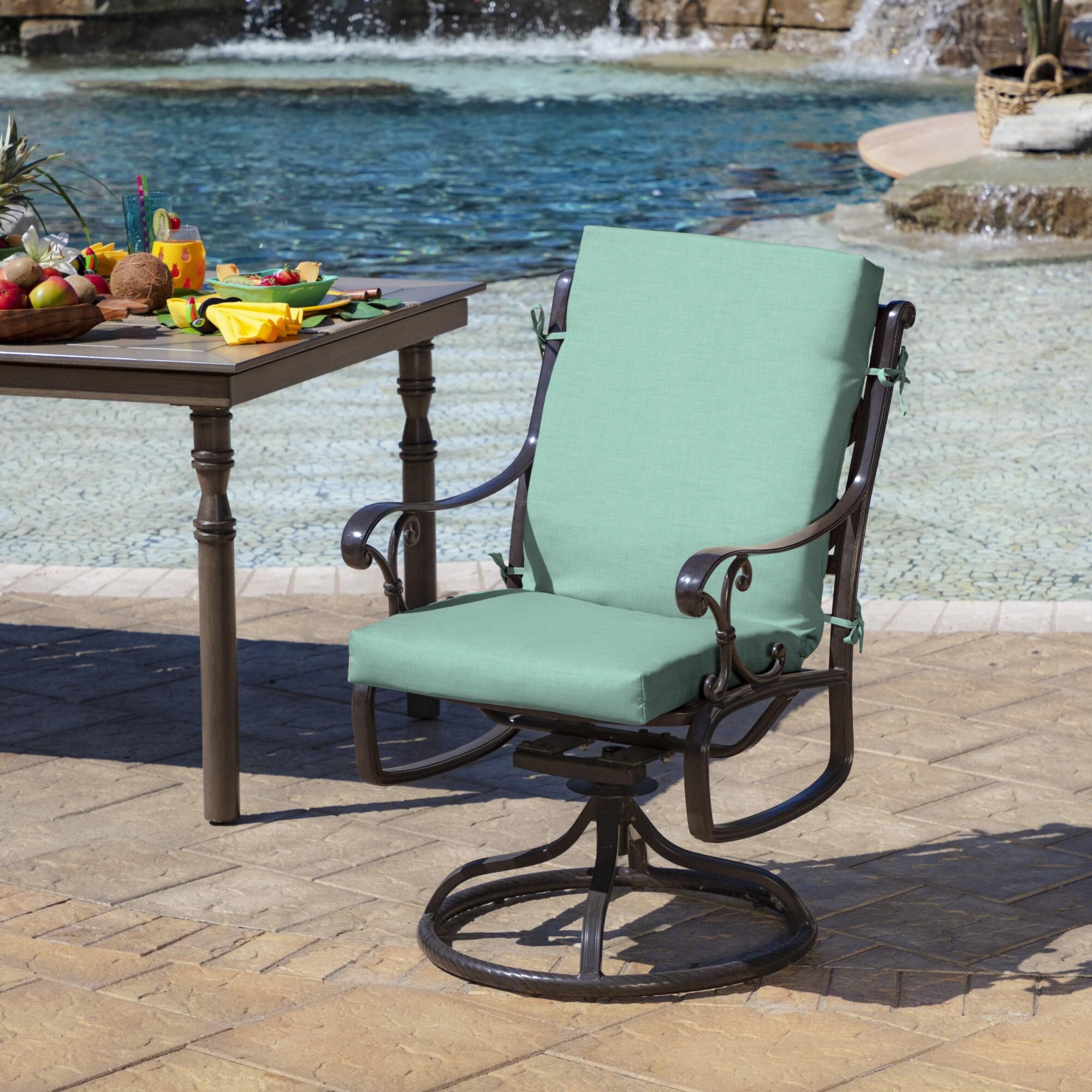 Arden 44"x20" Outdoor High Back Dining Chair Cushion Aqua Leala Texture: Fade & Water-Resistant, UV Protection