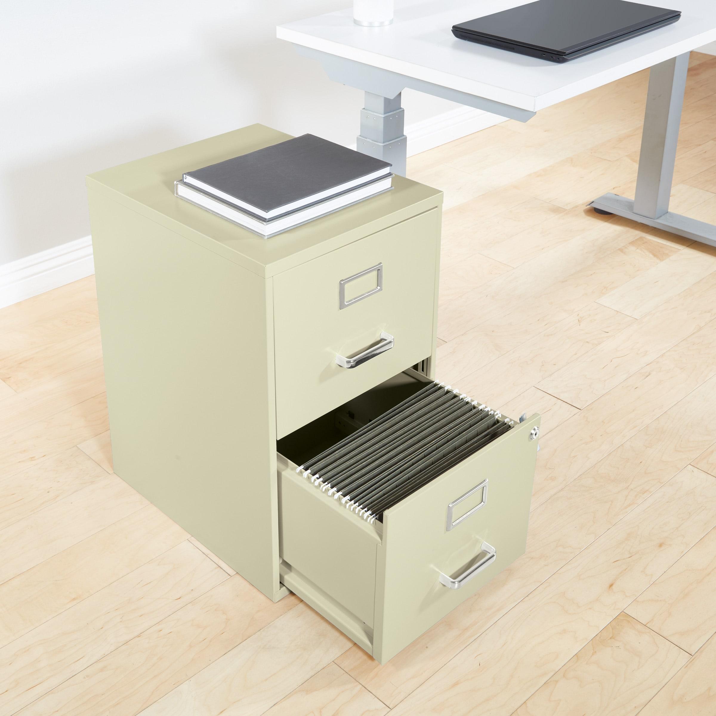 2 Drawer Locking Metal File Cabinet in Tan