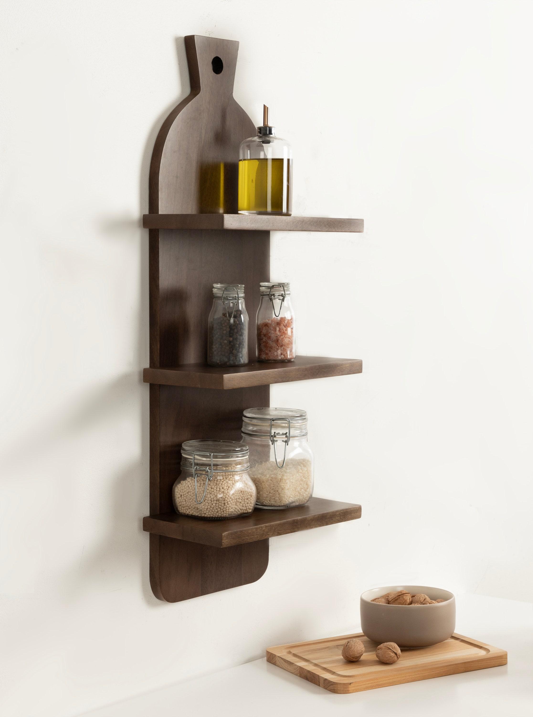 Kate & Laurel All Things Decor 12"x32" 3-Tier Braxton Modern Farmhouse Wall Shelves Natural Brown: Transitional Style, Plastic Frame