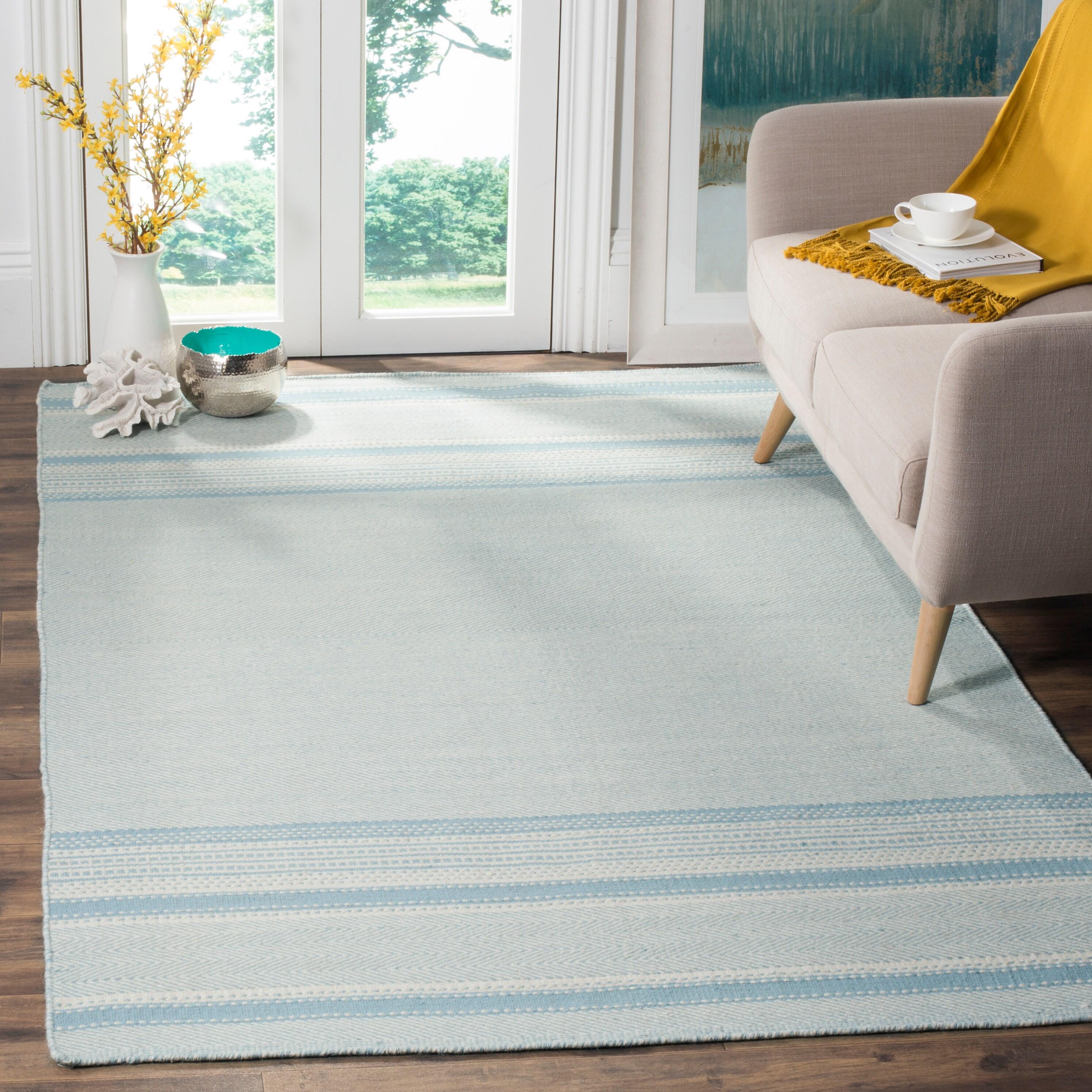 Grice Kilim Hand Woven Flat Weave Wool Striped Rug