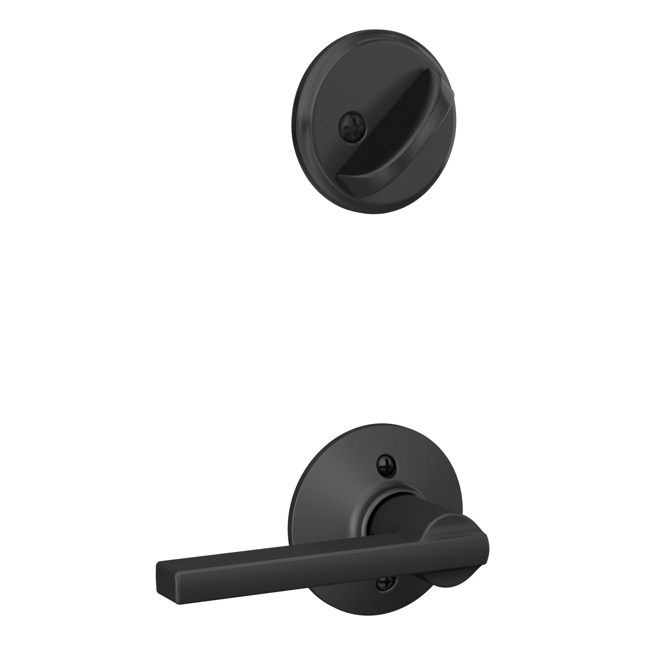 Schlage Latitude Straight/Contemporary Matte Black Entry Knob and Single Cylinder Deadbolt Right