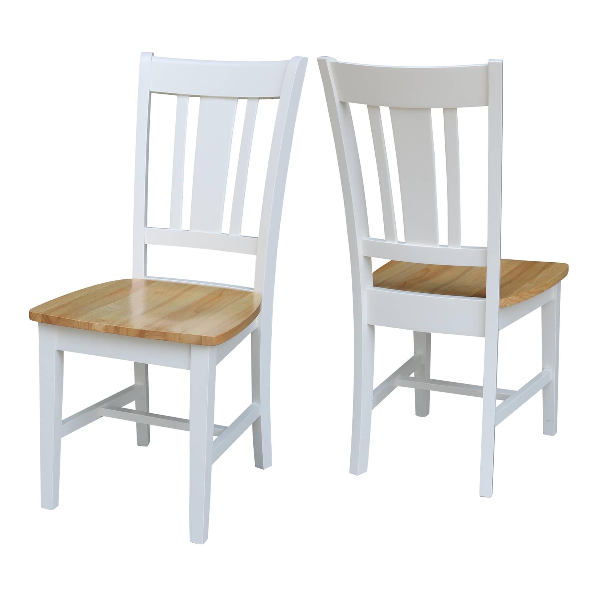 Set of 2 San Remo Splatback Dining Chairs White/Natural - International Concepts: Hardwood Frame, Armless Design