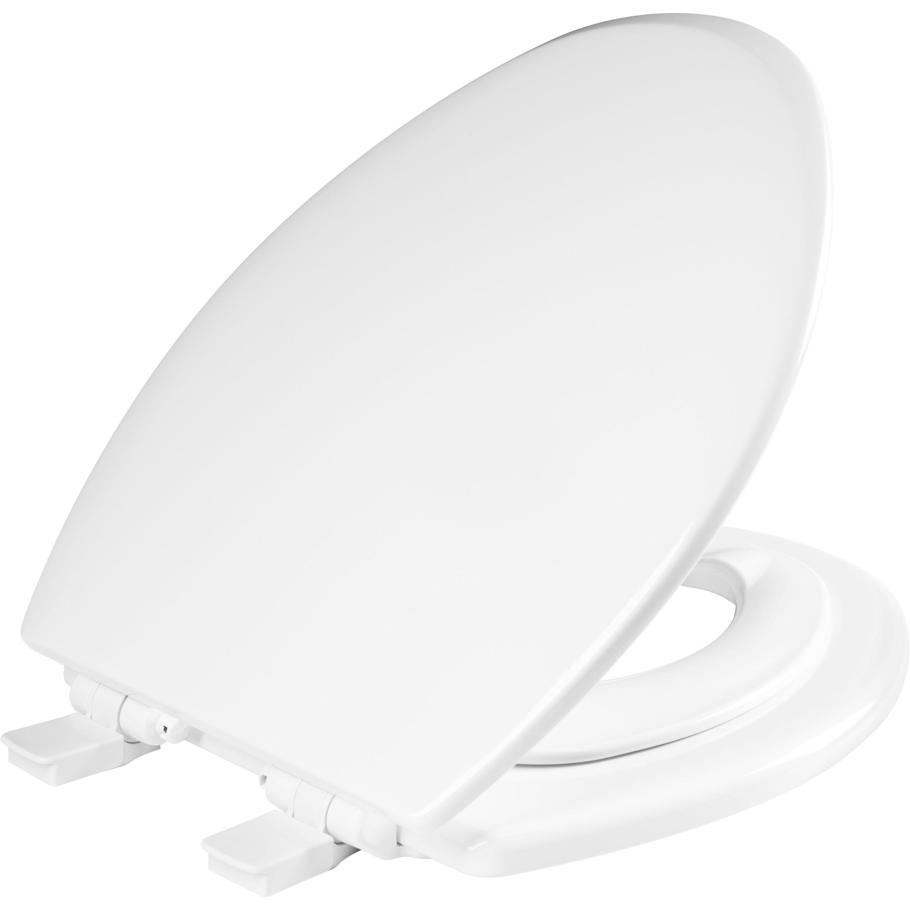 NextStep2 White Elongated Slow-Close Toilet Seat with Plastic Hinges