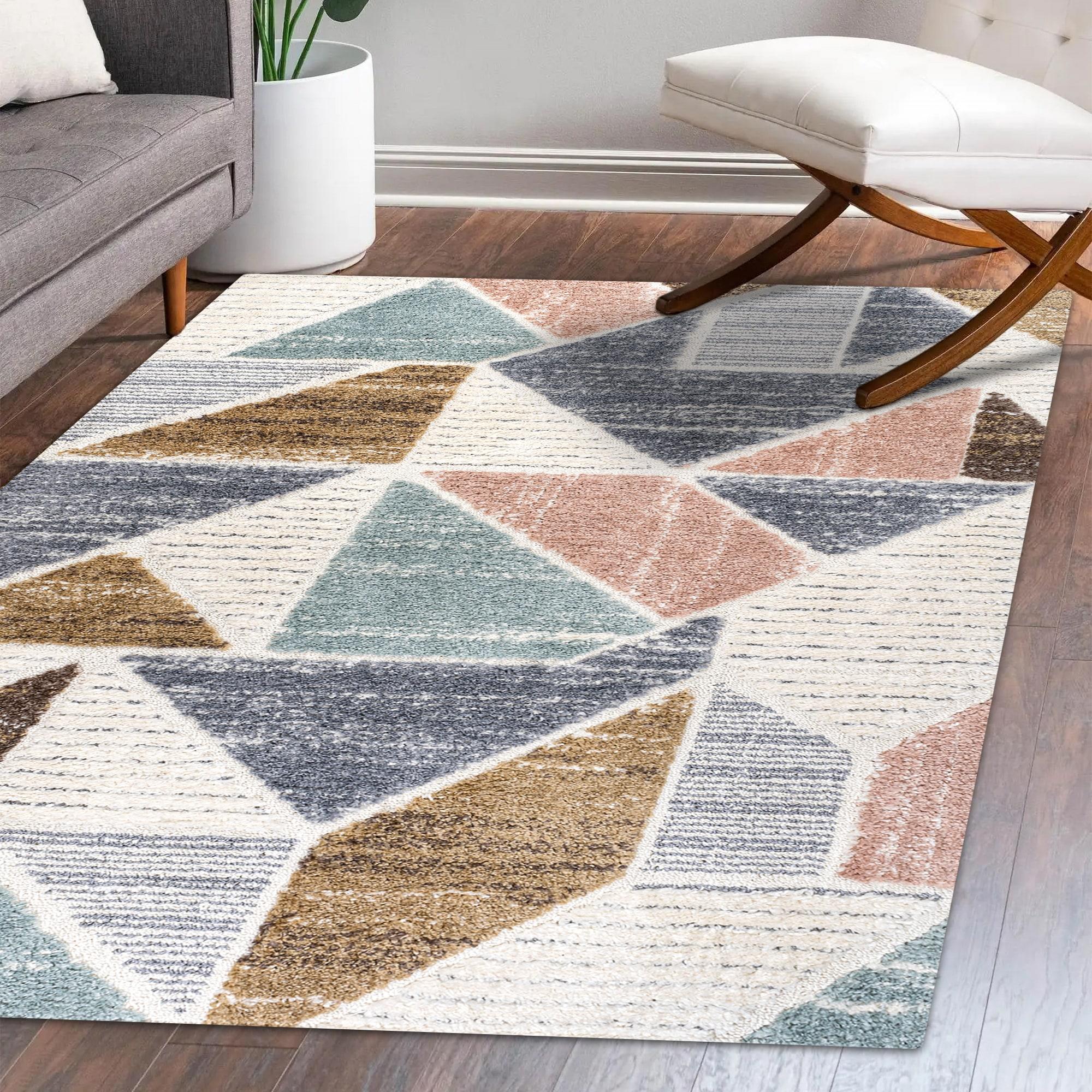 3' x 5' Aileen Geometric Scandi Colorblock Carved Area Rug, Cream - JONATHAN Y