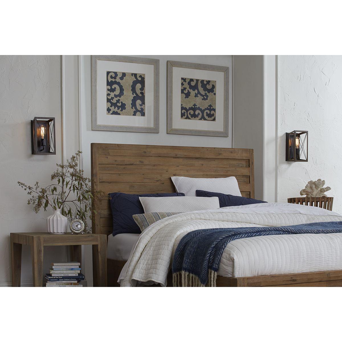 Progress Lighting Briarwood 1-Light Wall Sconce, Antique Bronze, X-Brace Design, Faux Wood Frame