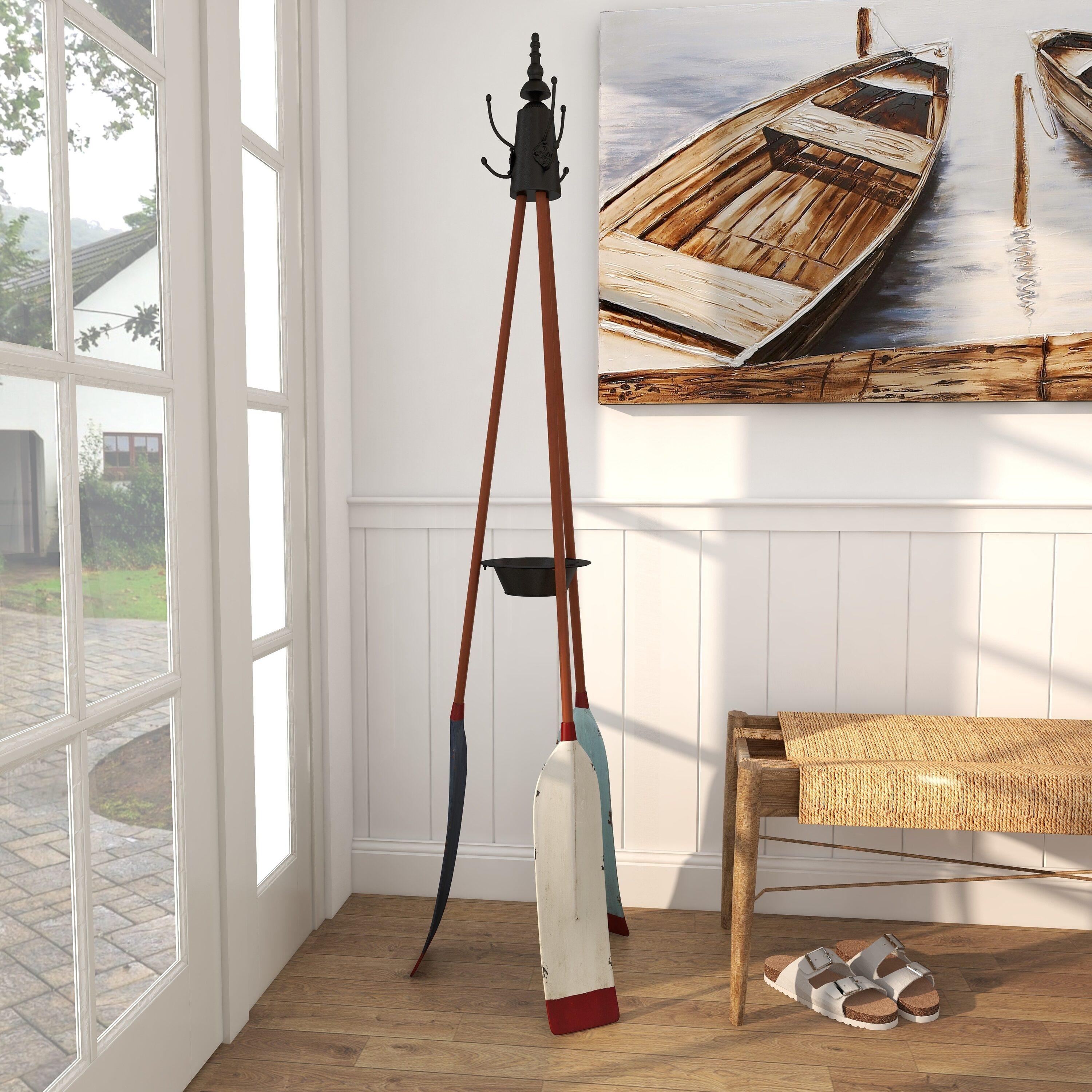 Olivia & May Metal Nautical Style Coat Rack Tripod Base : Iron Frame, 69" Tall, No Surface Treatment, Assembly Required