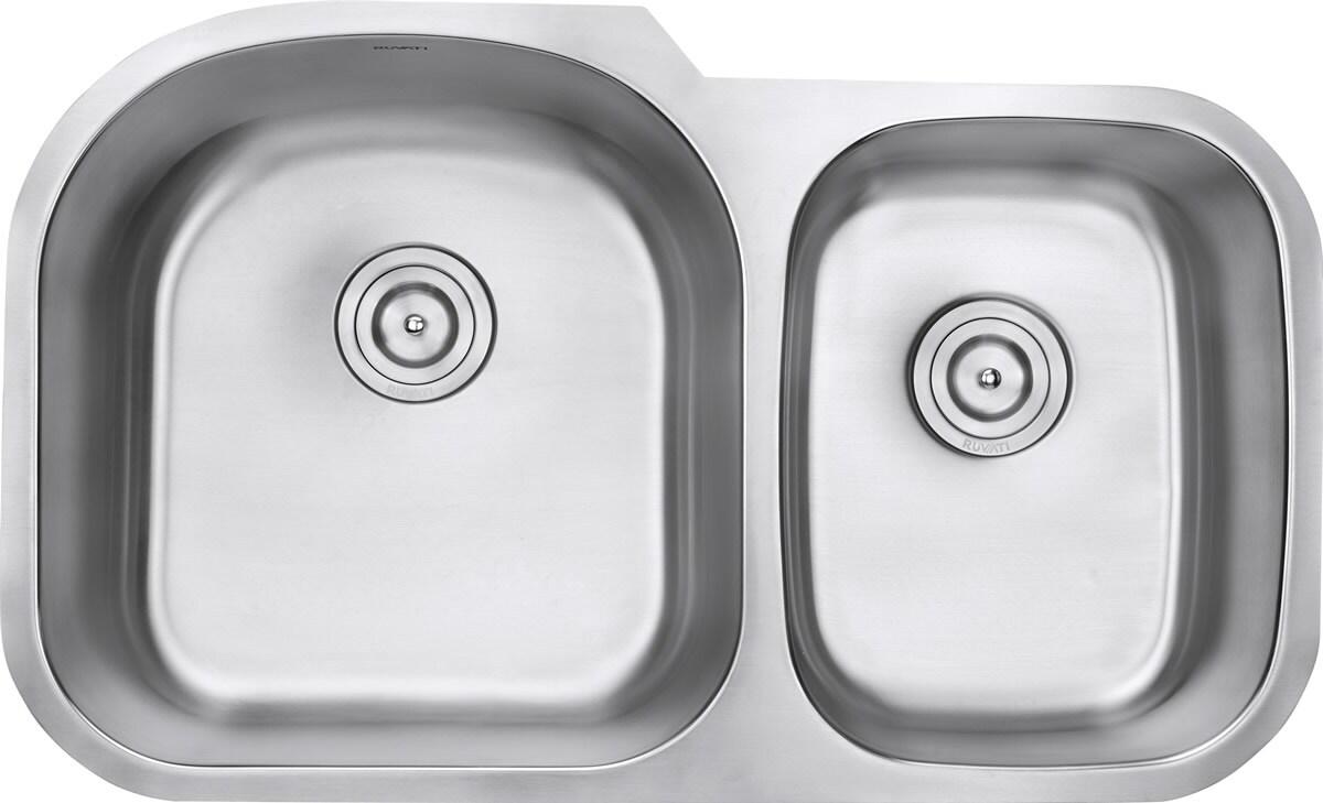 Ruvati 34-inch Undermount 60/40 Double Bowl 16 Gauge Stainless Steel Kitchen Sink