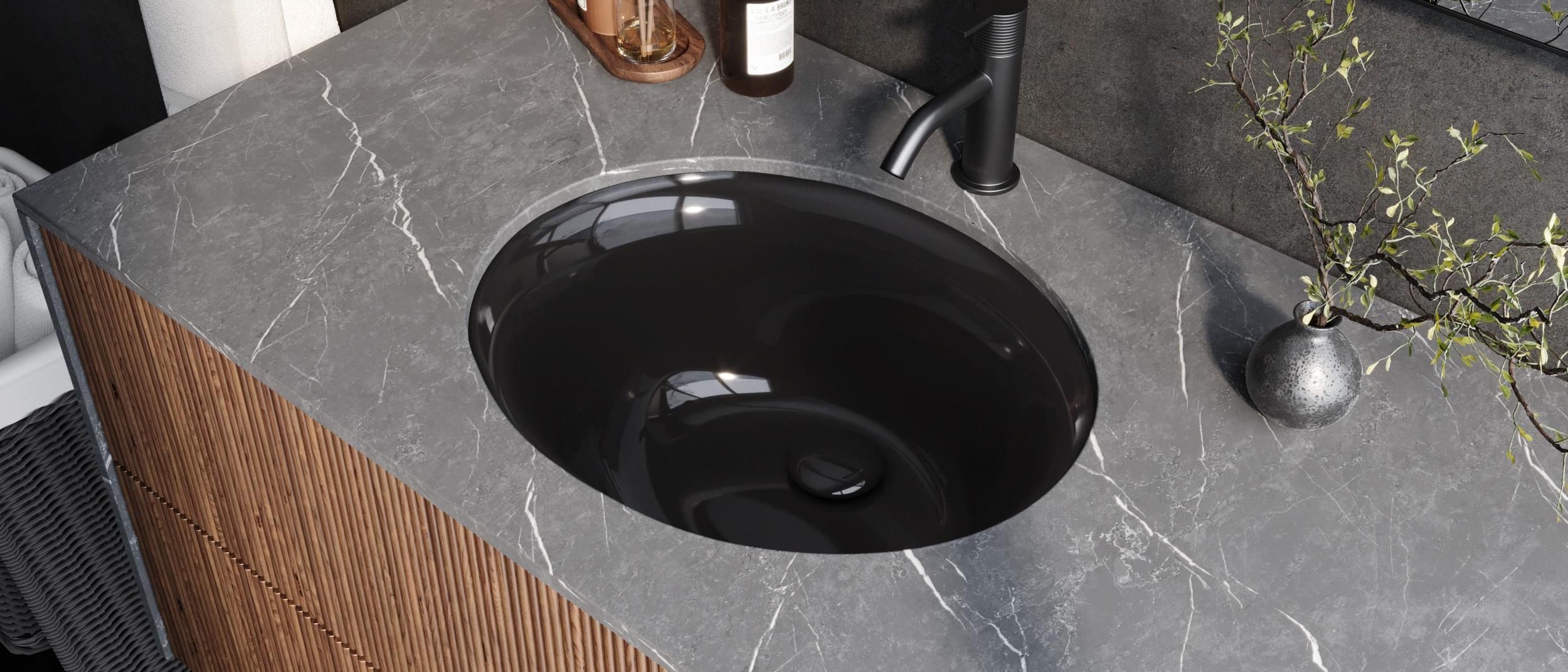 Ruvati 16 x 13 inch Undermount Bathroom Sink Oval Porcelain Ceramic with Overflow