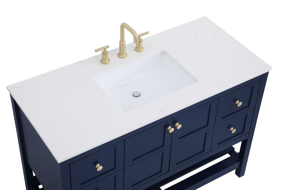 Elegant Decor Theo 48" Steel and Solid Wood Single Bathroom Vanity in Blue