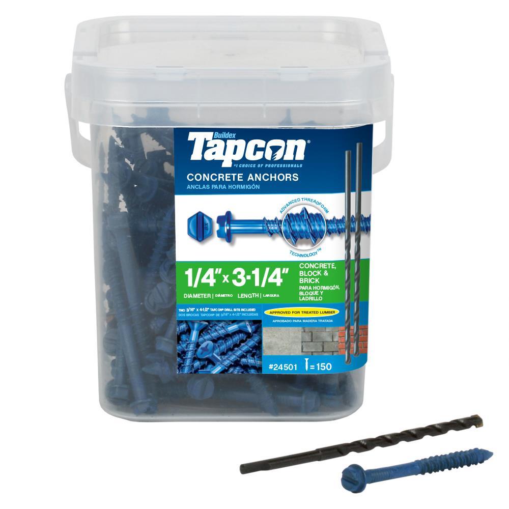 Tapcon 1/4-in x 3-1/4-in Concrete Screws Anchors 150 -Pack
