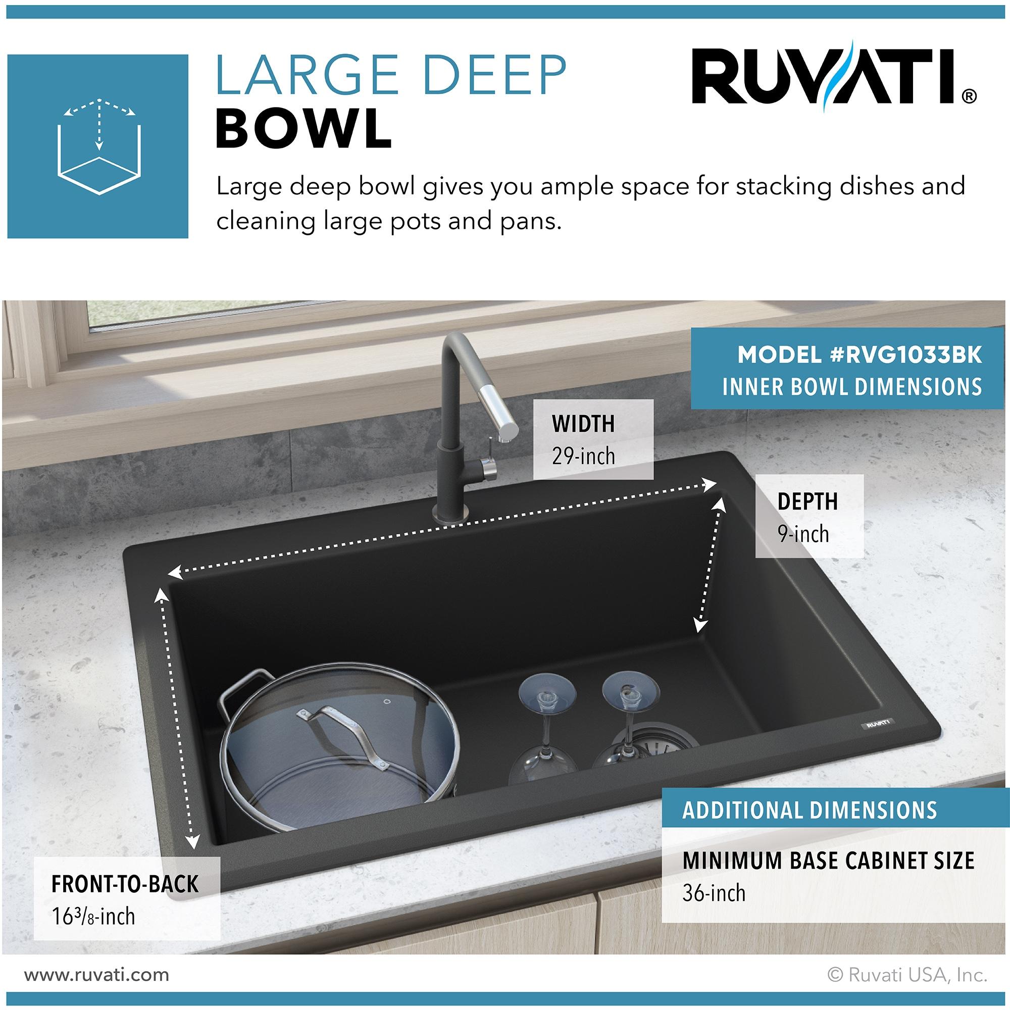 Ruvati 33 x 22 inch epiGranite Topmount Granite Composite Single Bowl Kitchen Sink