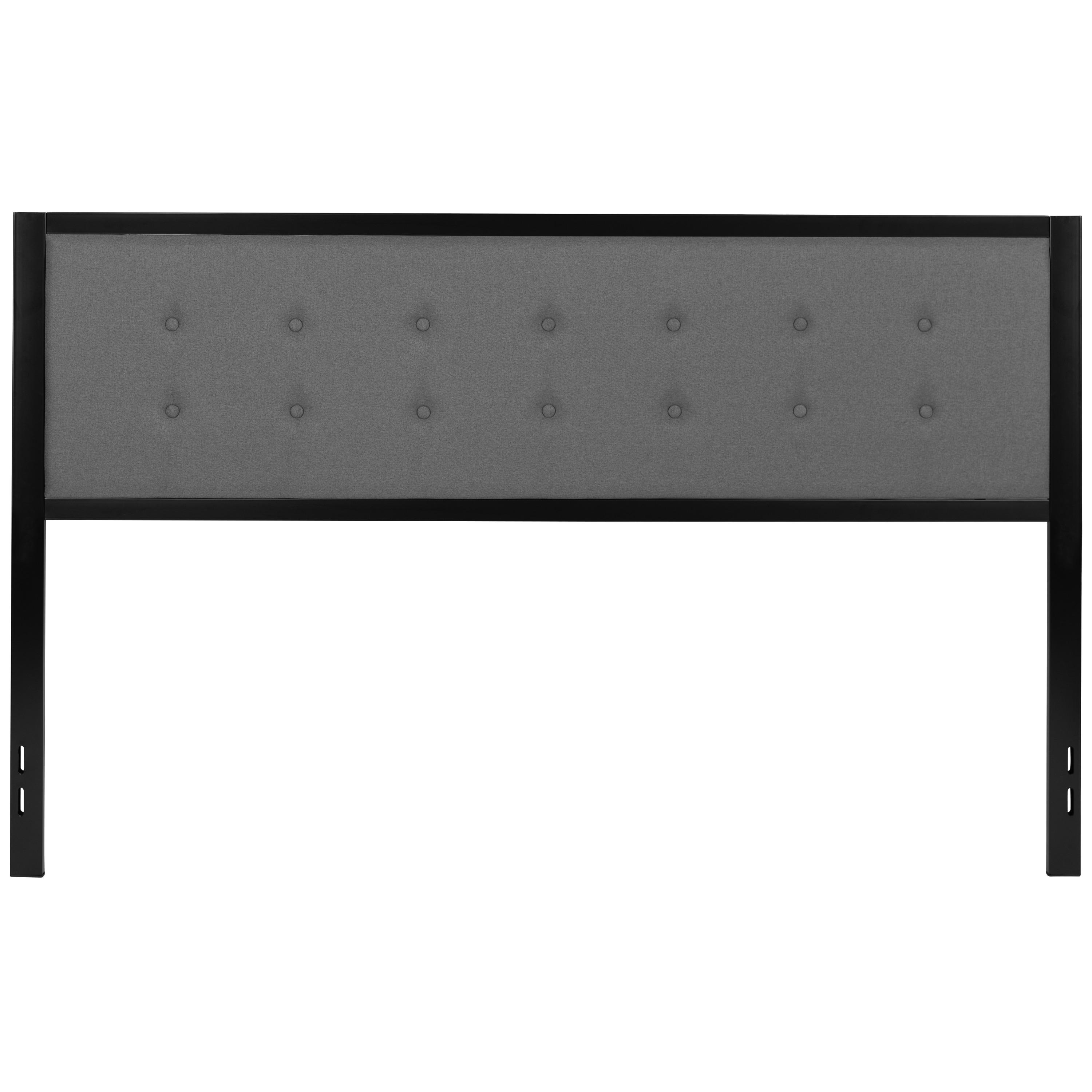 Flash Furniture Bristol Metal Tufted Upholstered King Size Headboard in Dark Gray Fabric