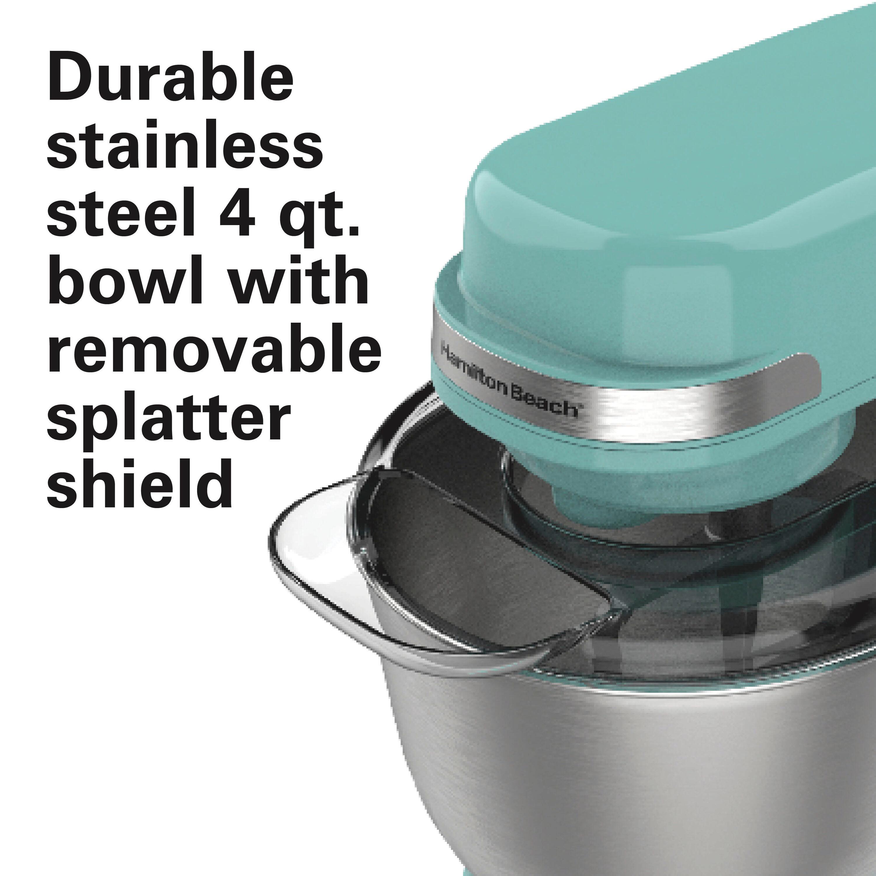 Hamilton Beach® 7-Speed 4-Quart Electric Stand Mixer with Splash Guard, Dough Hook, Flat Beater, and Whisk Attachments