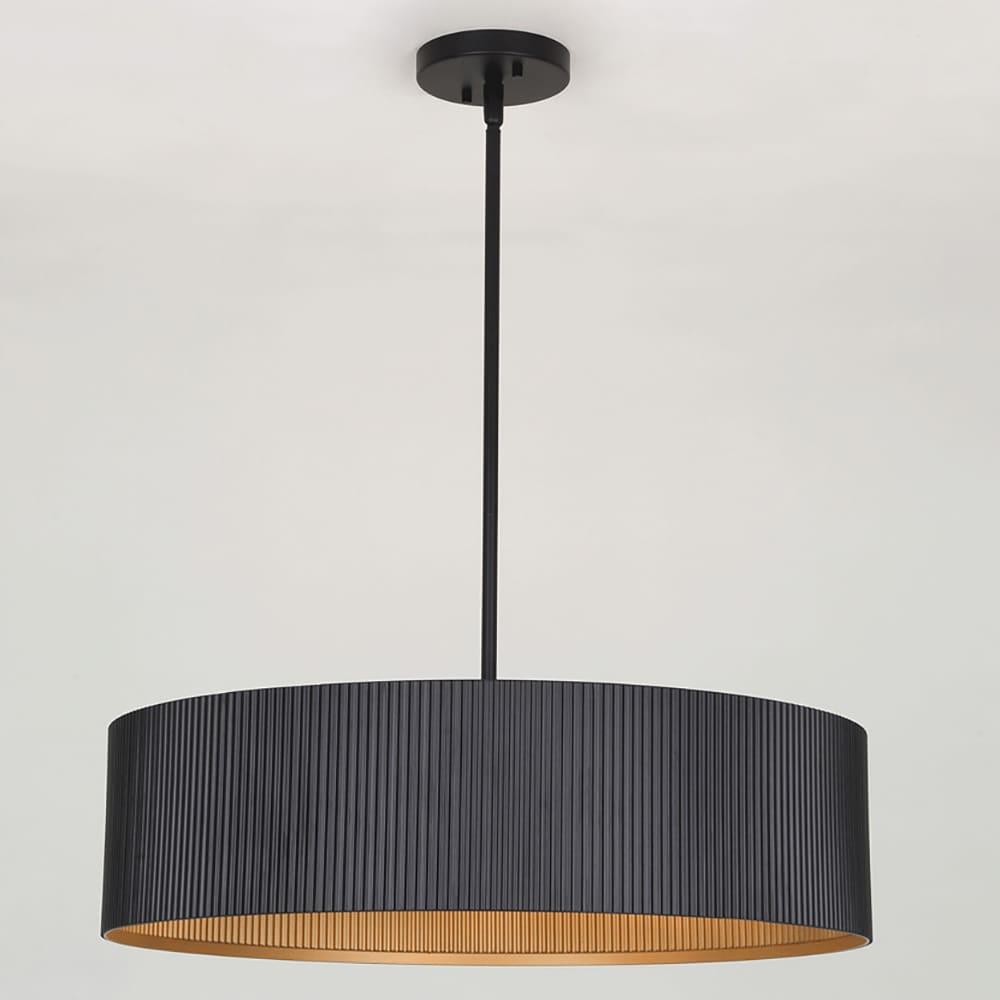 Canarm Rexton 3-Light Rod Chandelier, Matte Black Contemporary Ceiling Fixture for Dining Room, Kitchen, or Living Room