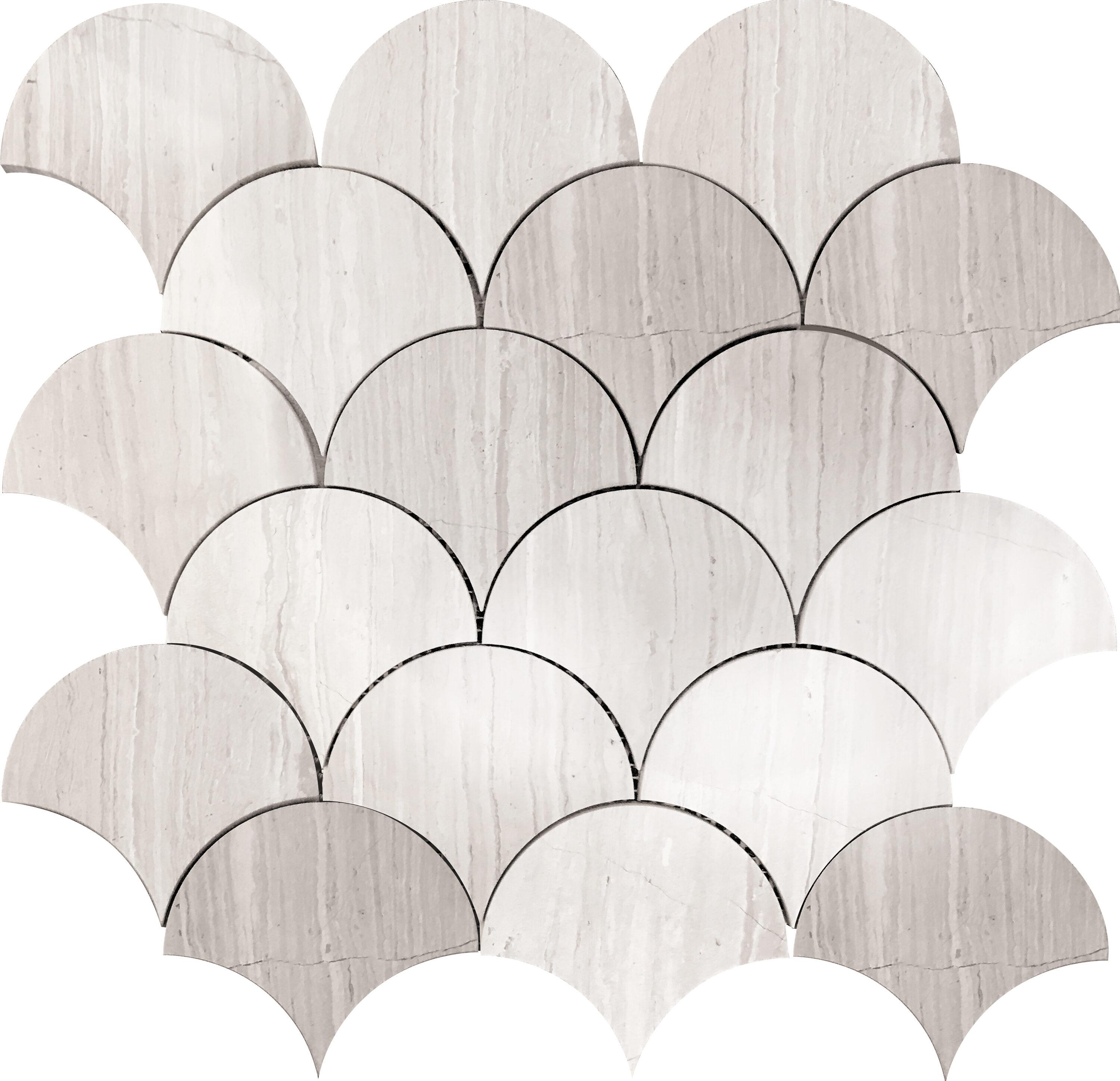 Apollo Tile    Gray 11.8-in. x 11.8-in. Scalloped Polished Marble Mosaic Floor and Wall Tile (4.83 Sq ft/case)